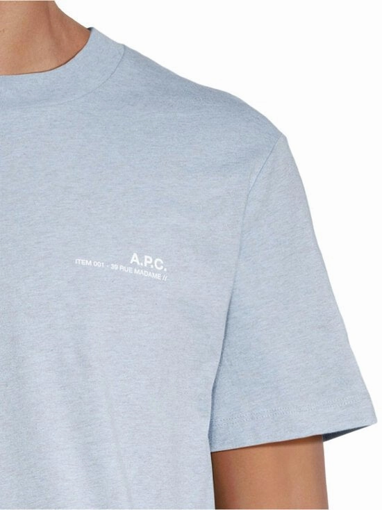 Bleu Clair Ecru Overdye Standard Item Gots T-Shirt Functional Side Gussets Set In Sleeve