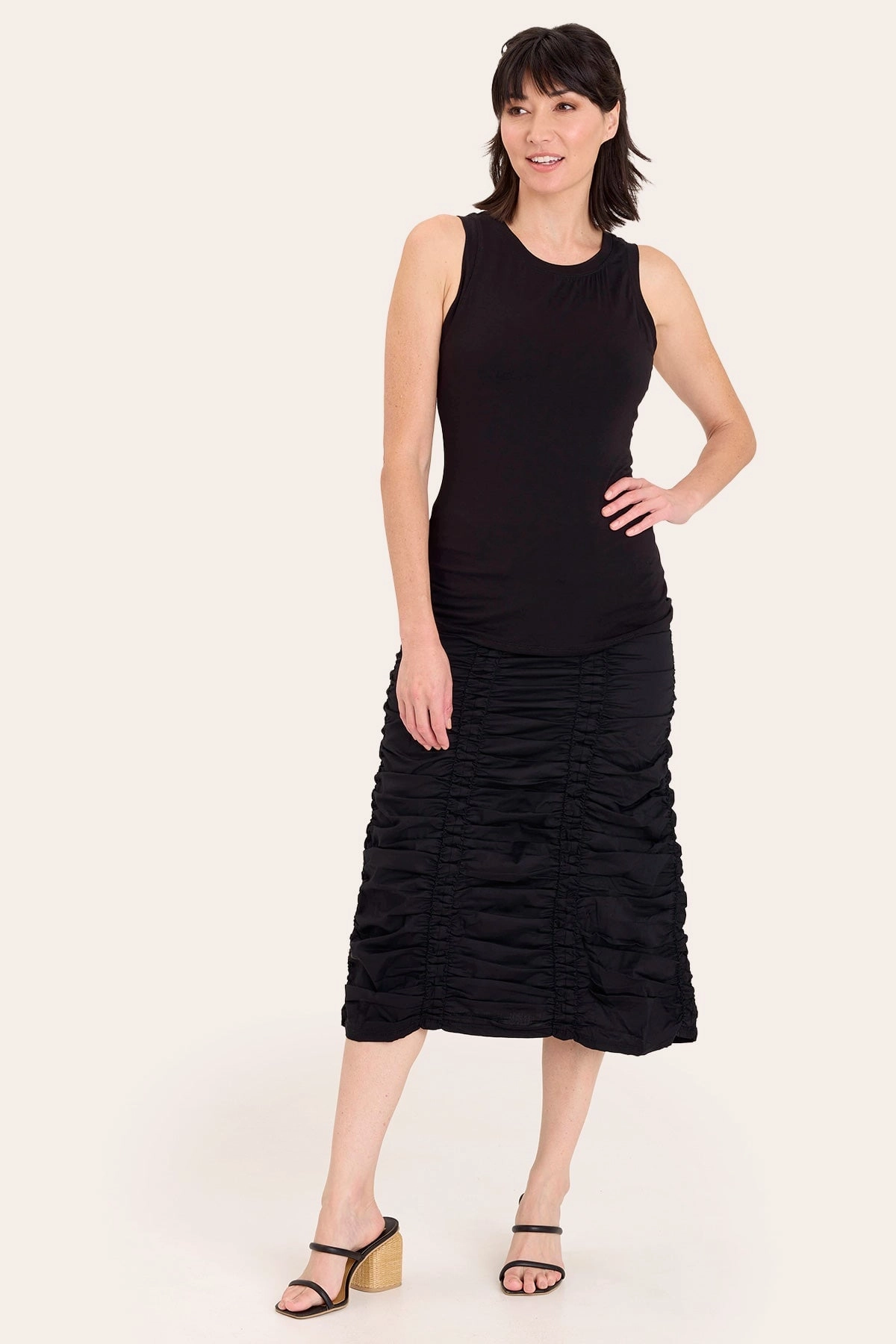 Double Shirred Panel Skirt Spring Brunch