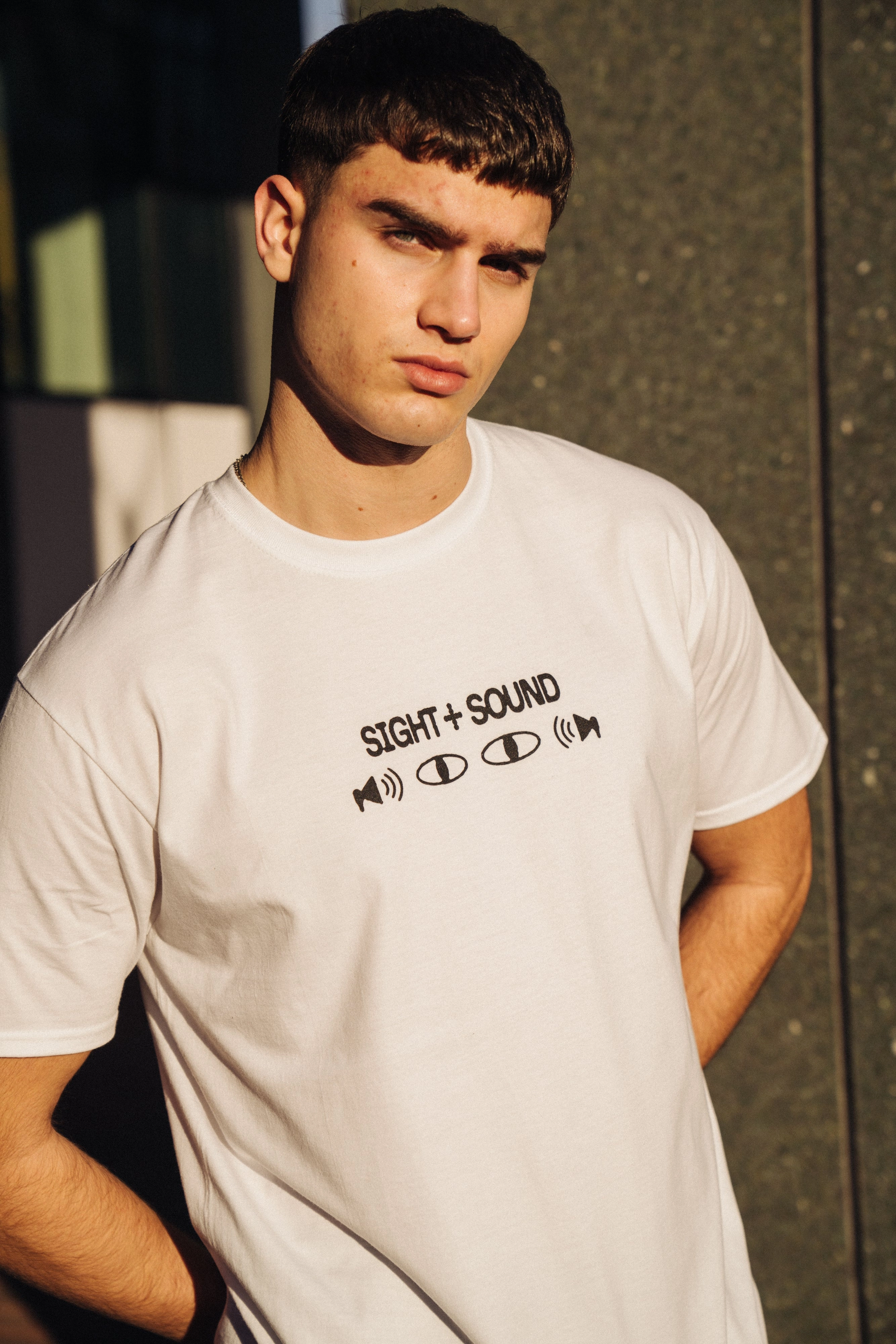 KBAR X UN:IK 'Sight & Sound' Tee - White Minimalist Apparel Chic Comfort