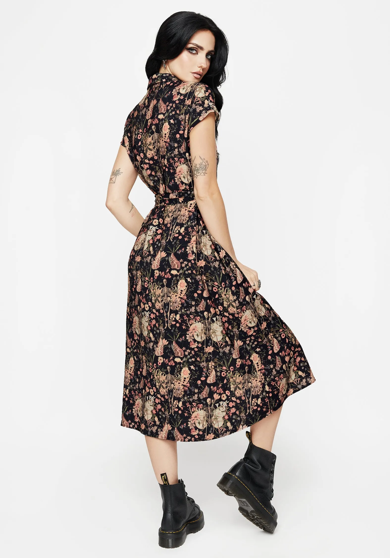 All Look Pixie Floral Print Midi Shirt Dress