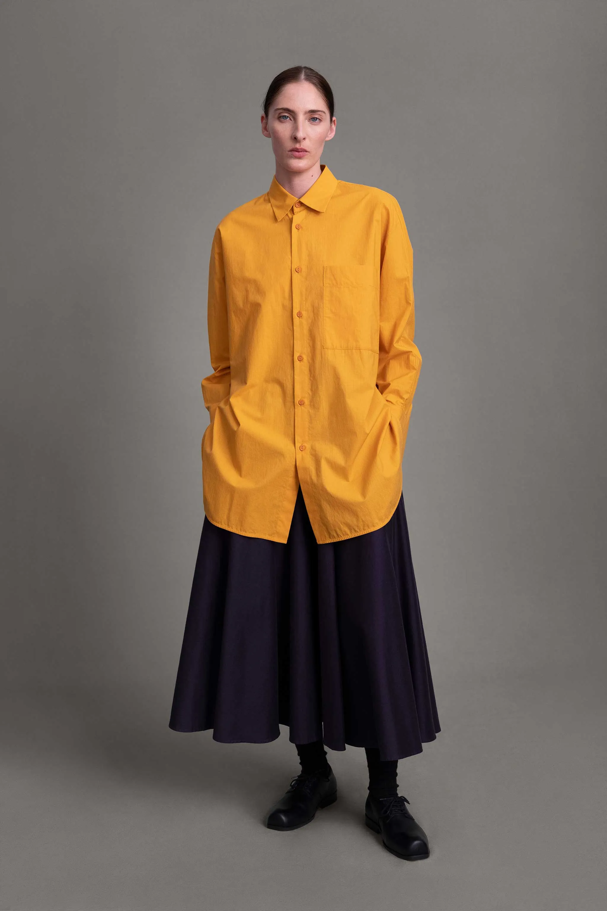 THE PAINTER SHIRT / FINE COTTON RIPSTOP TANGERINE UV Protective Coating