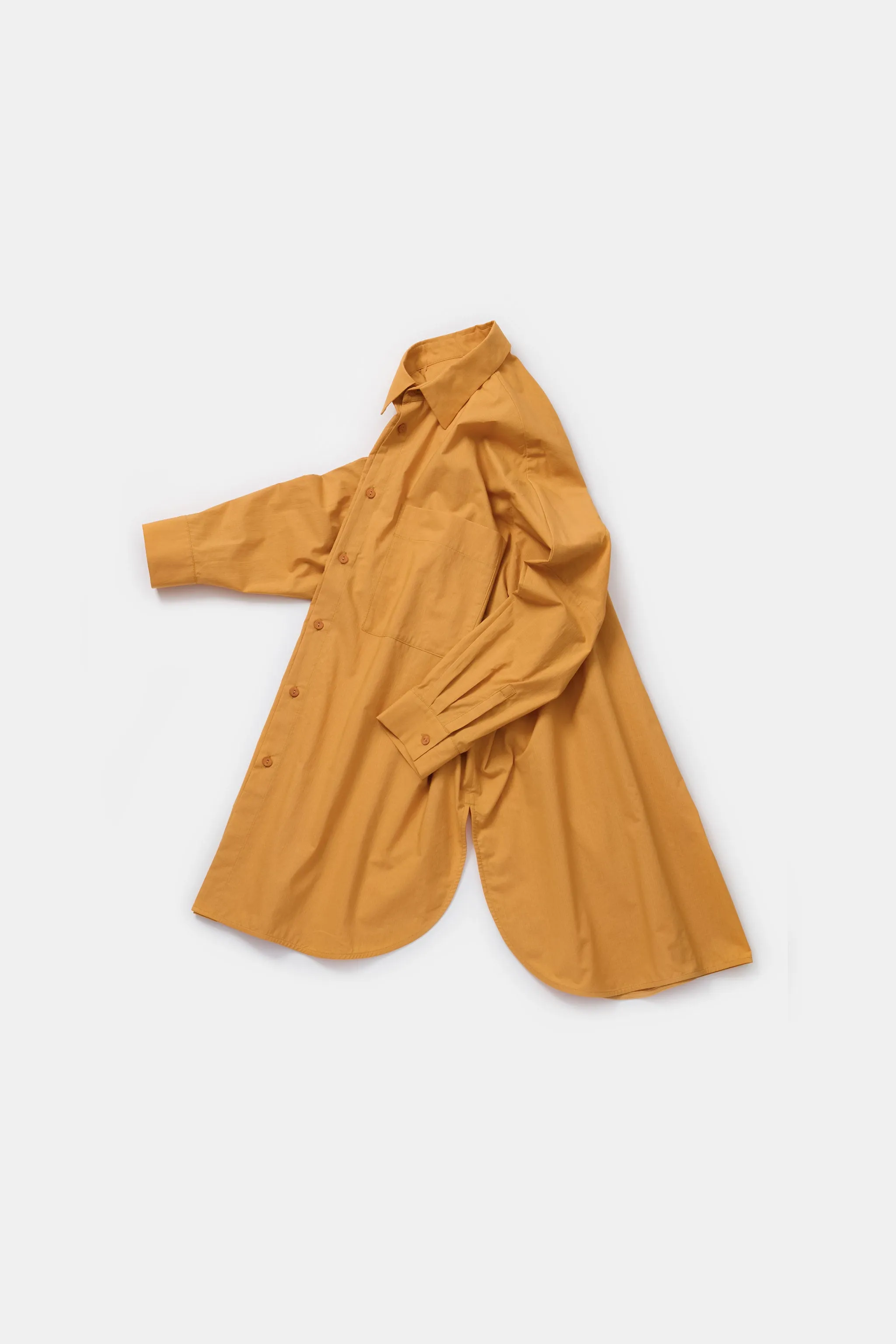 Embellished Neckline THE PAINTER SHIRT / FINE COTTON RIPSTOP TANGERINE