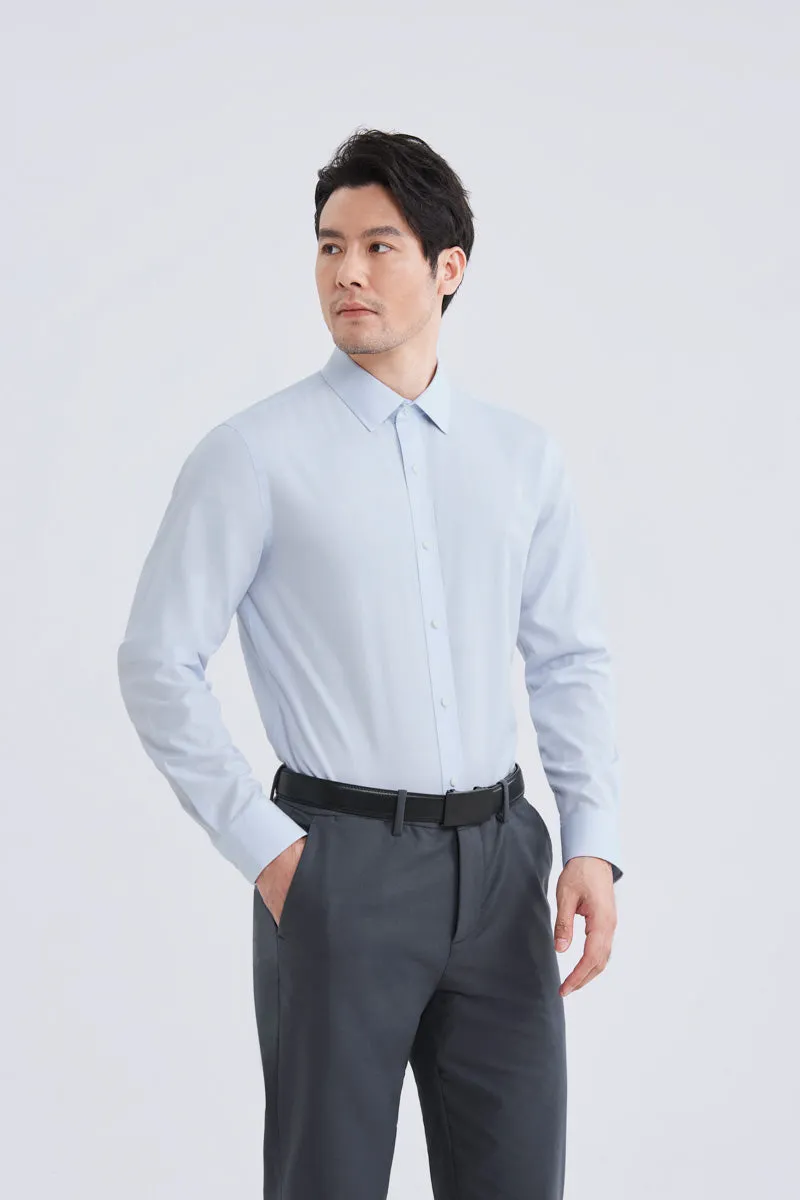 Wrinkle-Free Poplin Dress Shirt | Pale Blue Semi Plain 28513N tailored look