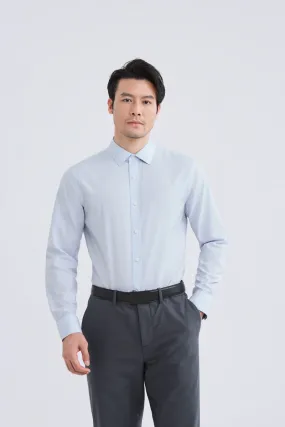 Wrinkle-Free Poplin Dress Shirt | Pale Blue Semi Plain 28513N Eco Friendly Production Durable Thread Construction