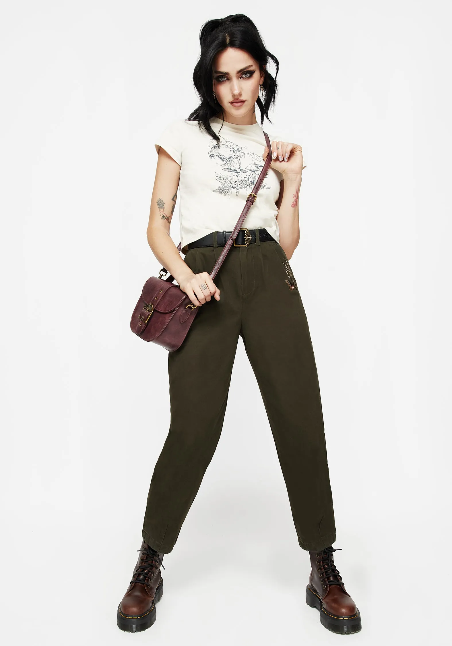Copia Embroidered Tapered Tailored Trousers Laser Cut Edges