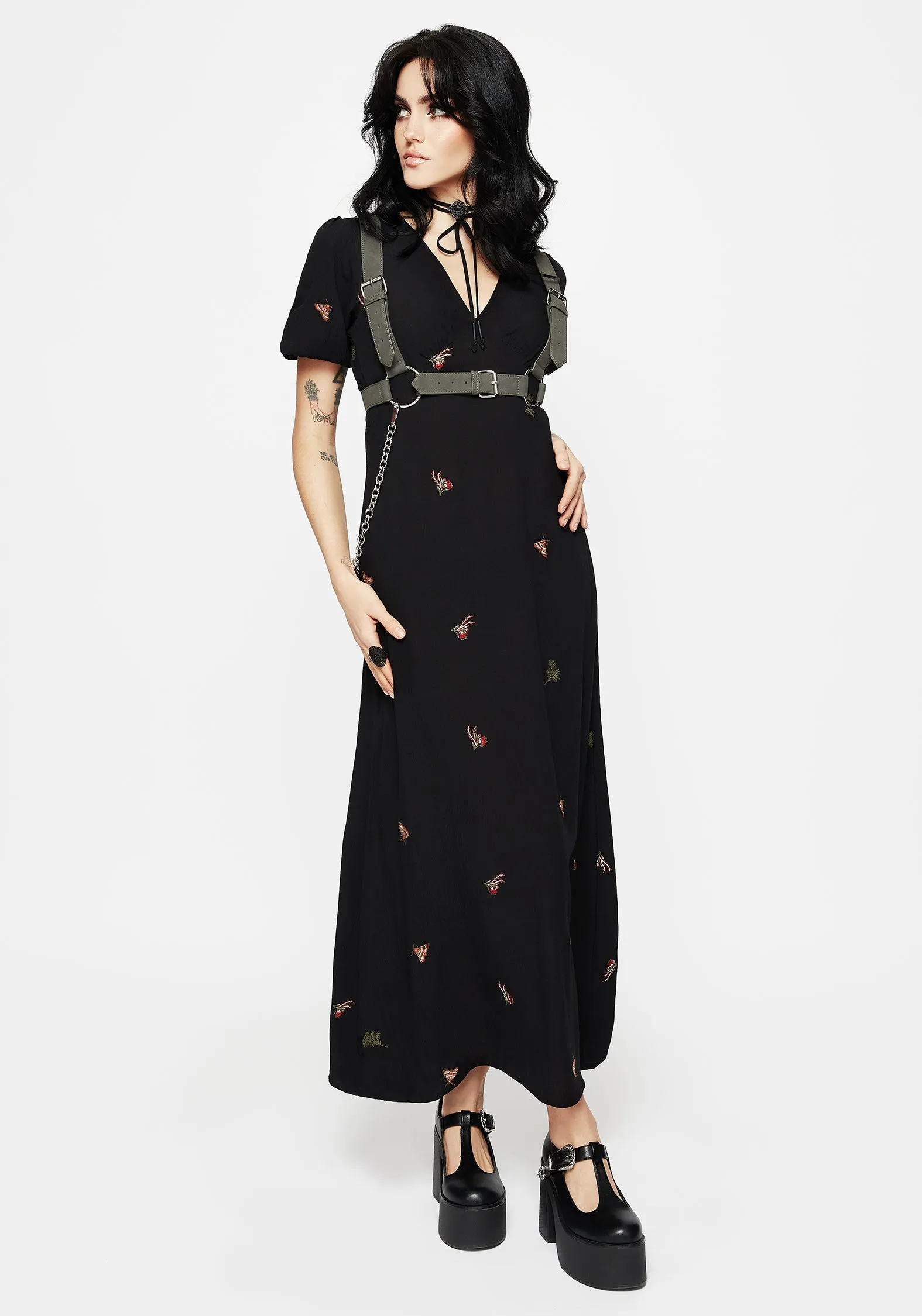 Night Out Copia Moth Embroidered Maxi Dress