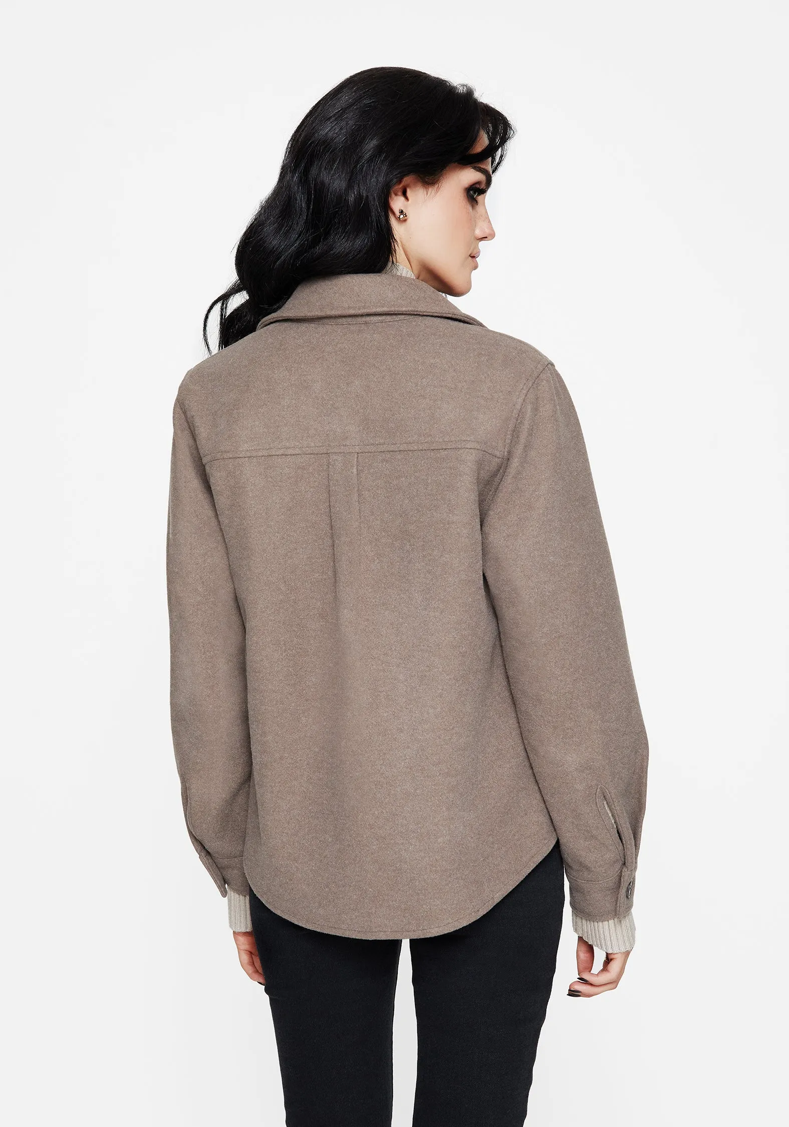Non Irritating Collar All Weather Adaptability Cordelia Floral Frog Embroidered Pocket Front Shacket
