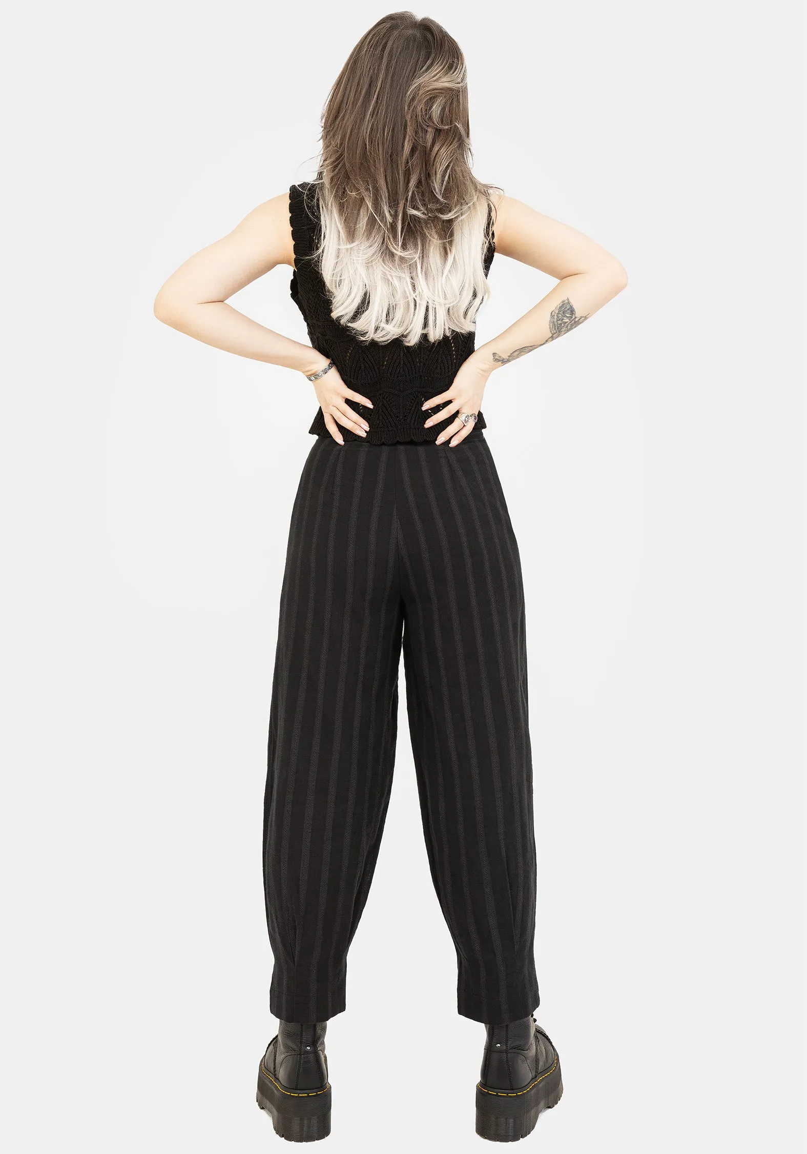 Delores Striped Cotton Balloon Trousers Full Comfort Slim Look