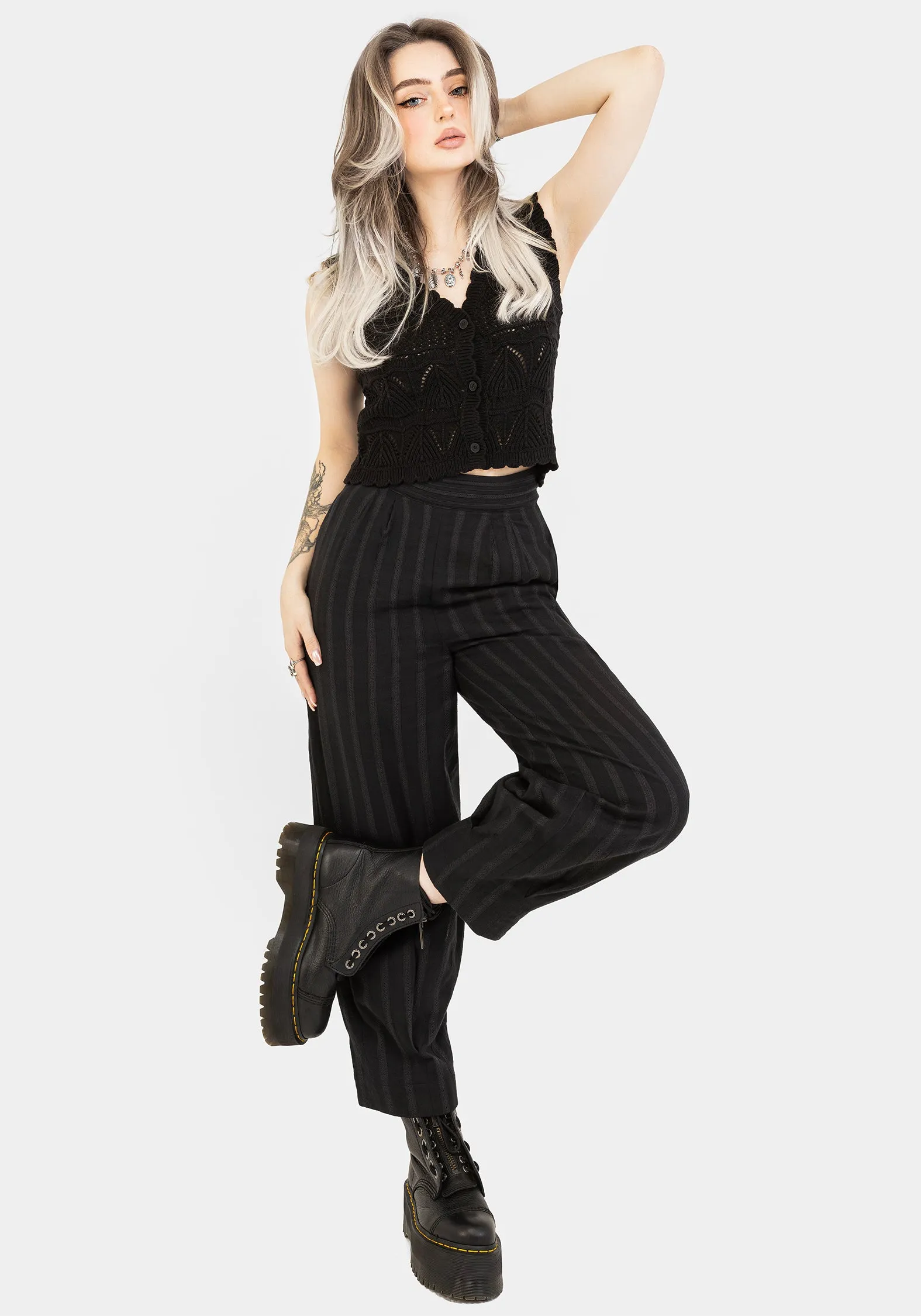 Bonded Seam Technology Casual Edge Delores Striped Cotton Balloon Trousers