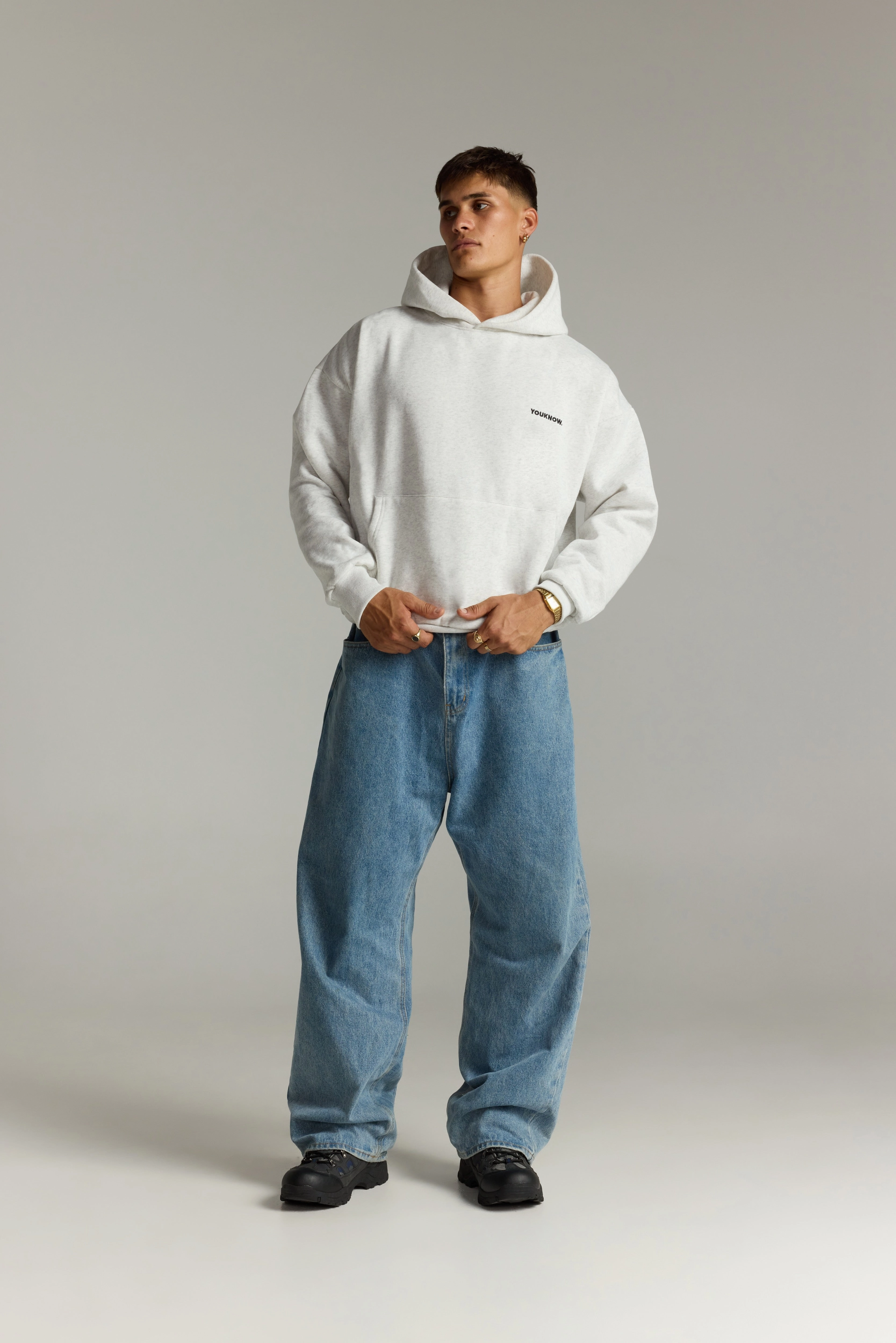Bat like equestrian wear Core Box Hoodie | White Marle