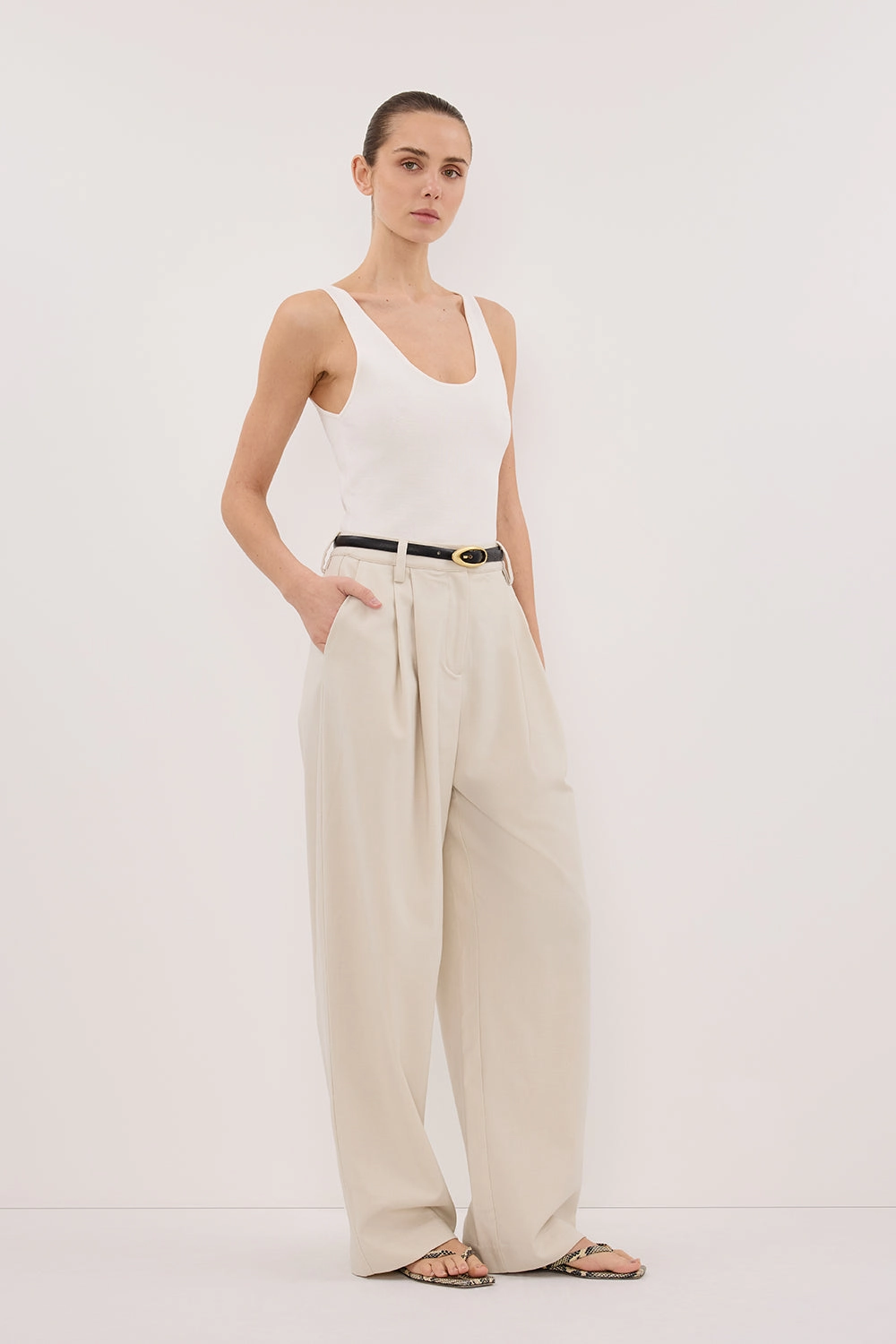 EDEN PLASTER TAILORED PANT Chilly Day Wear Stretchy Waist