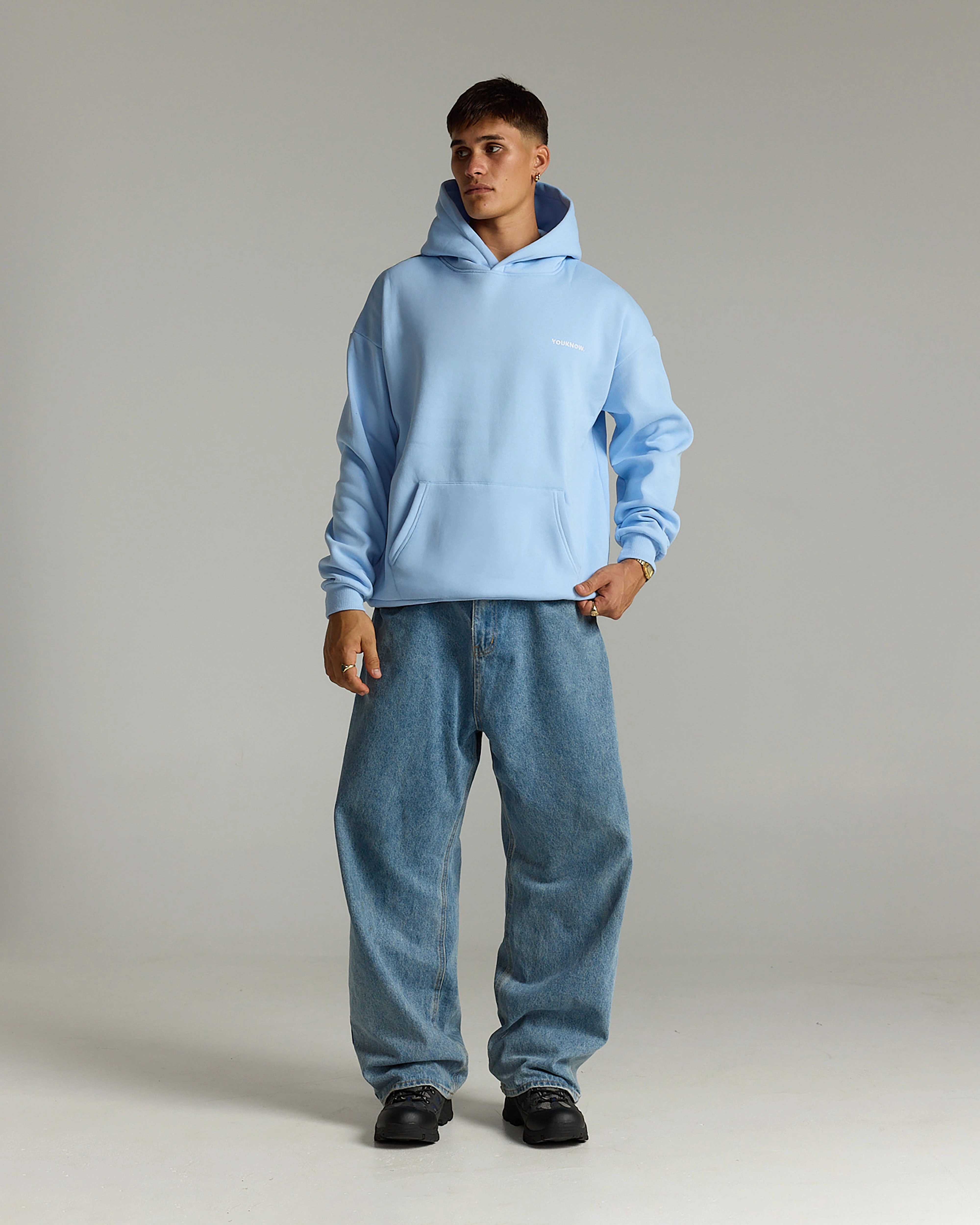 Core Standard Hoodie | Baby Blue Teenager Minimalist Stitching