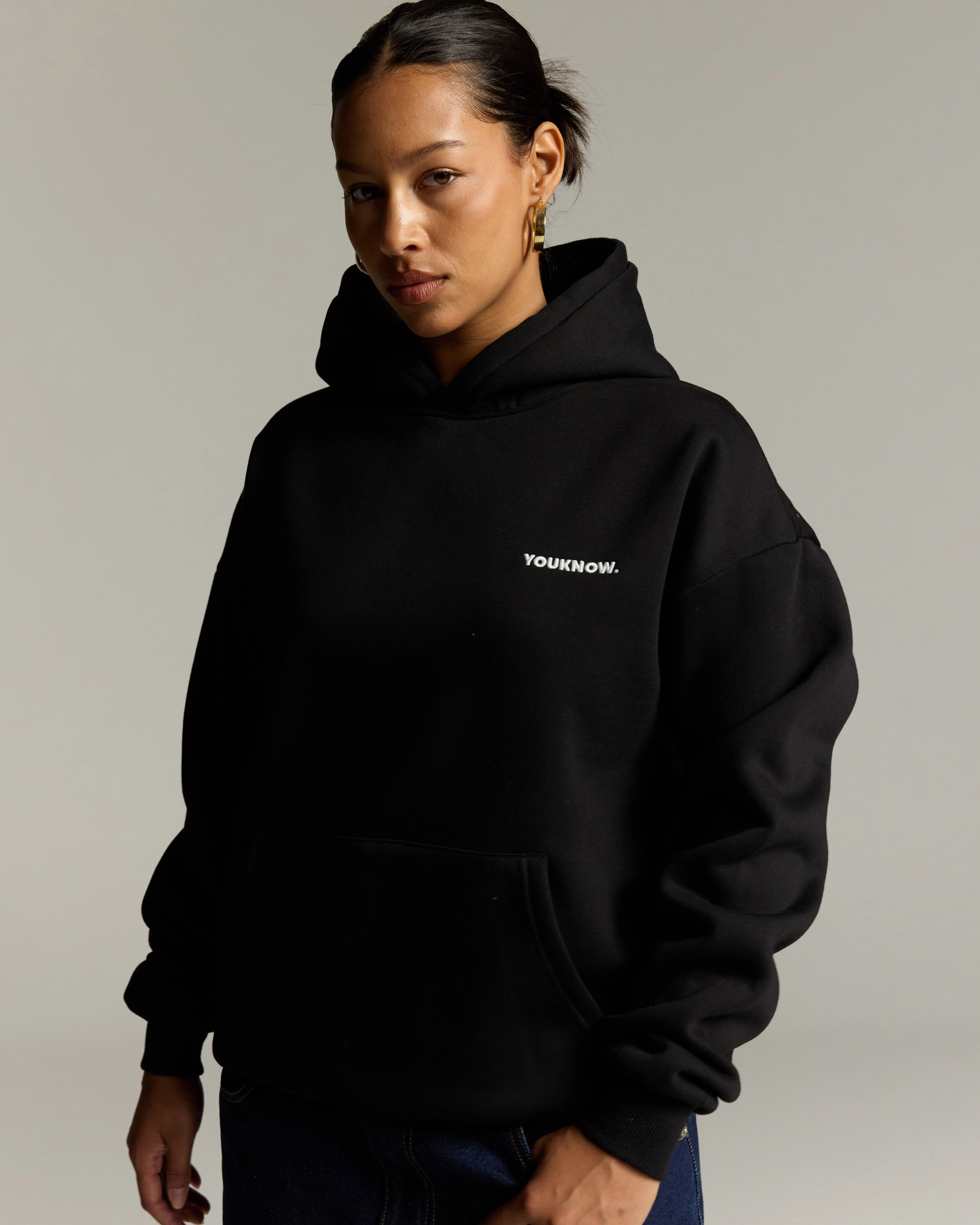 Multi Panel Construction Core Standard Hoodie | Black
