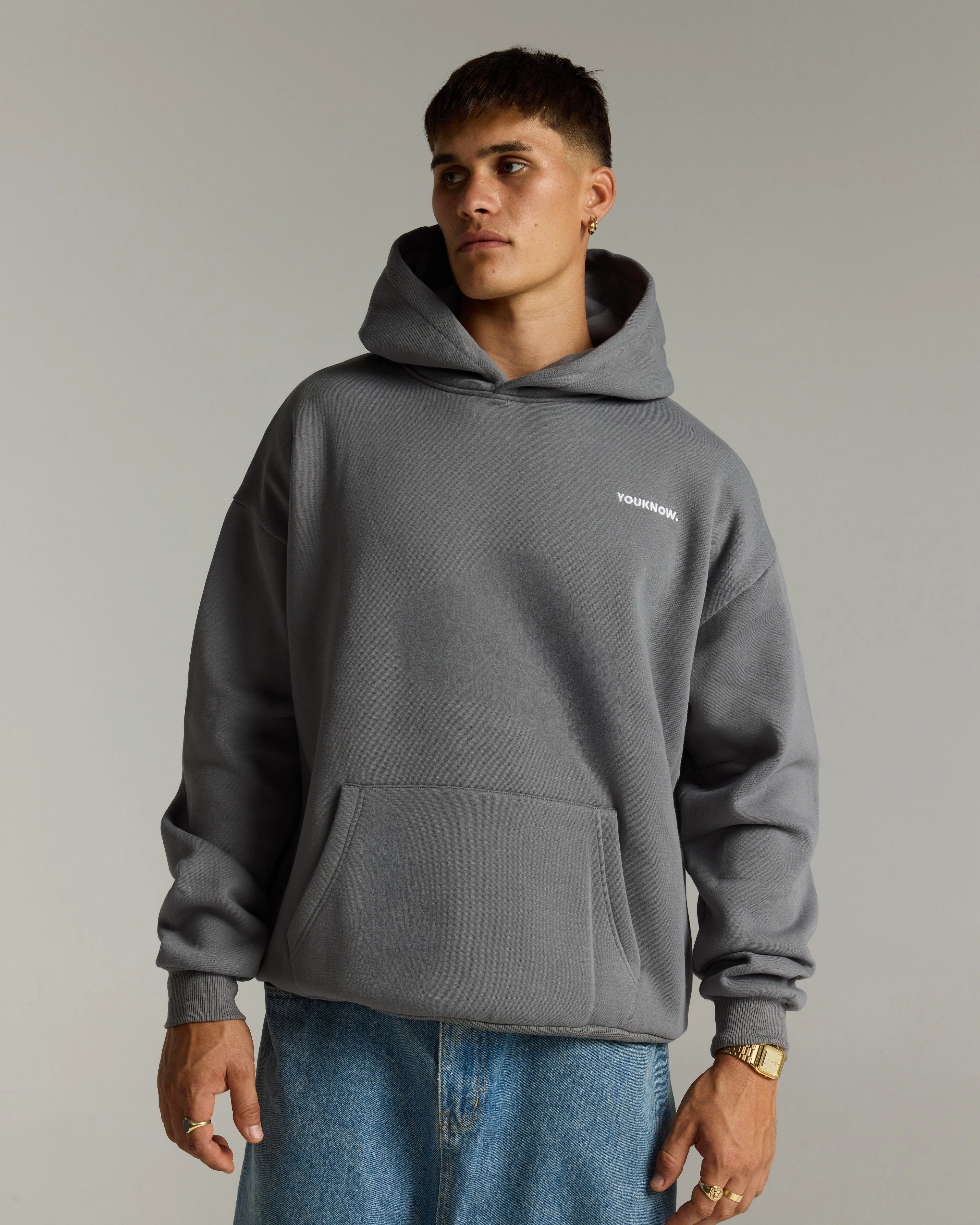 uniqueness Zippered Closure Core Standard Hoodie | Iron Grey