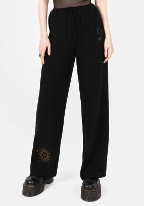 Breathable Fit Cosmos Embroidered Wide Leg Trousers