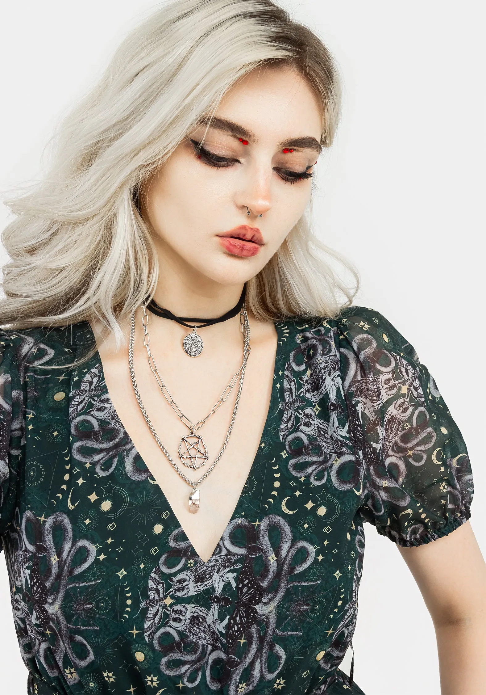 Cailleach Puff Sleeve Pleated Mini Dress Breathable