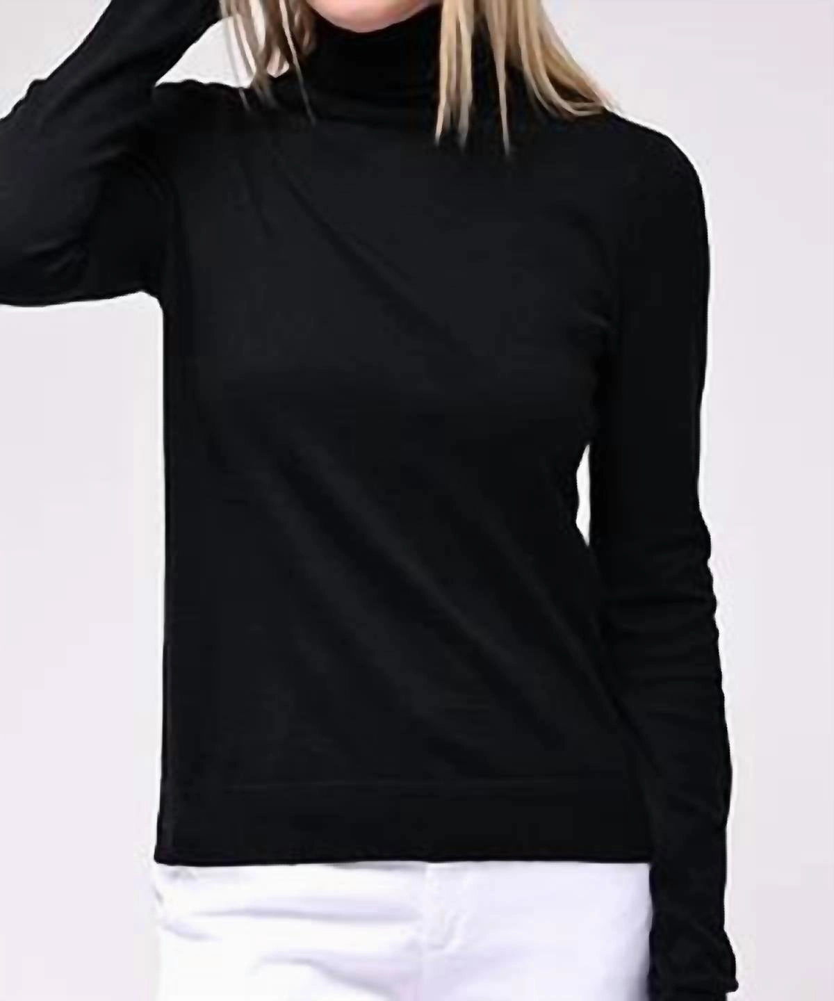 Cotton Cashmere Long Sleeve Turtleneck In Black Comfy Vibes