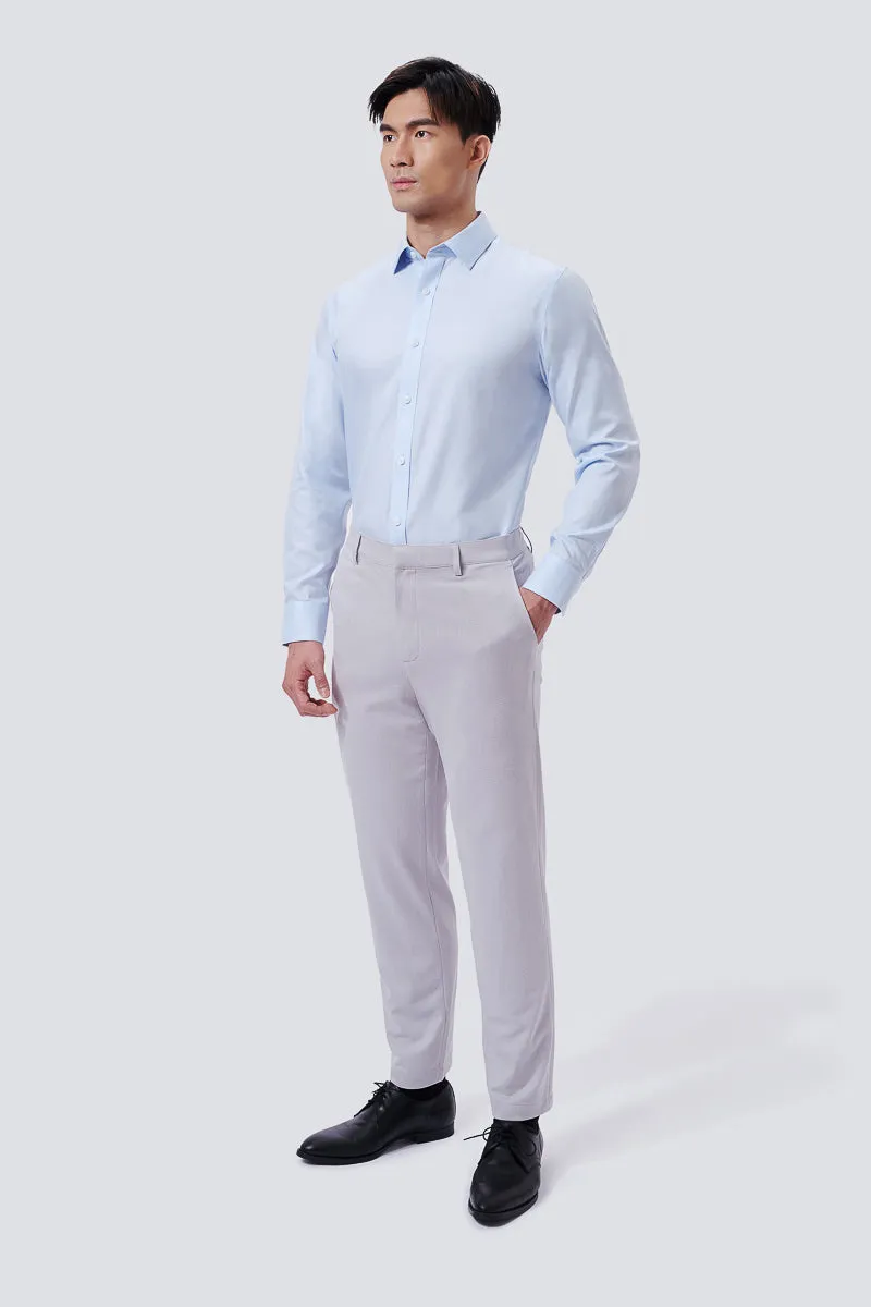 CottonSTRETCH Lightweight Knit Smart Pants | Light Grey GYE126 Plaid detail Relax Fit Design