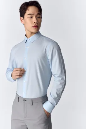 CottonSTRETCH Twill Dress Shirt | Blue 13140N Microfiber Material