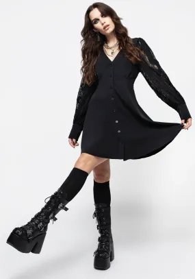 Covenant Lace Sleeve Button Up Mini Dress Effortless weekend dress