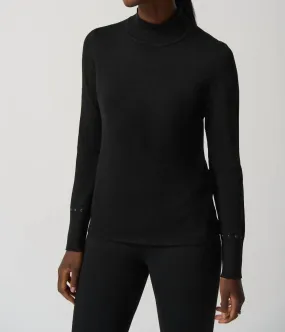 Trendy Knit Mock Neck Sweater In Black