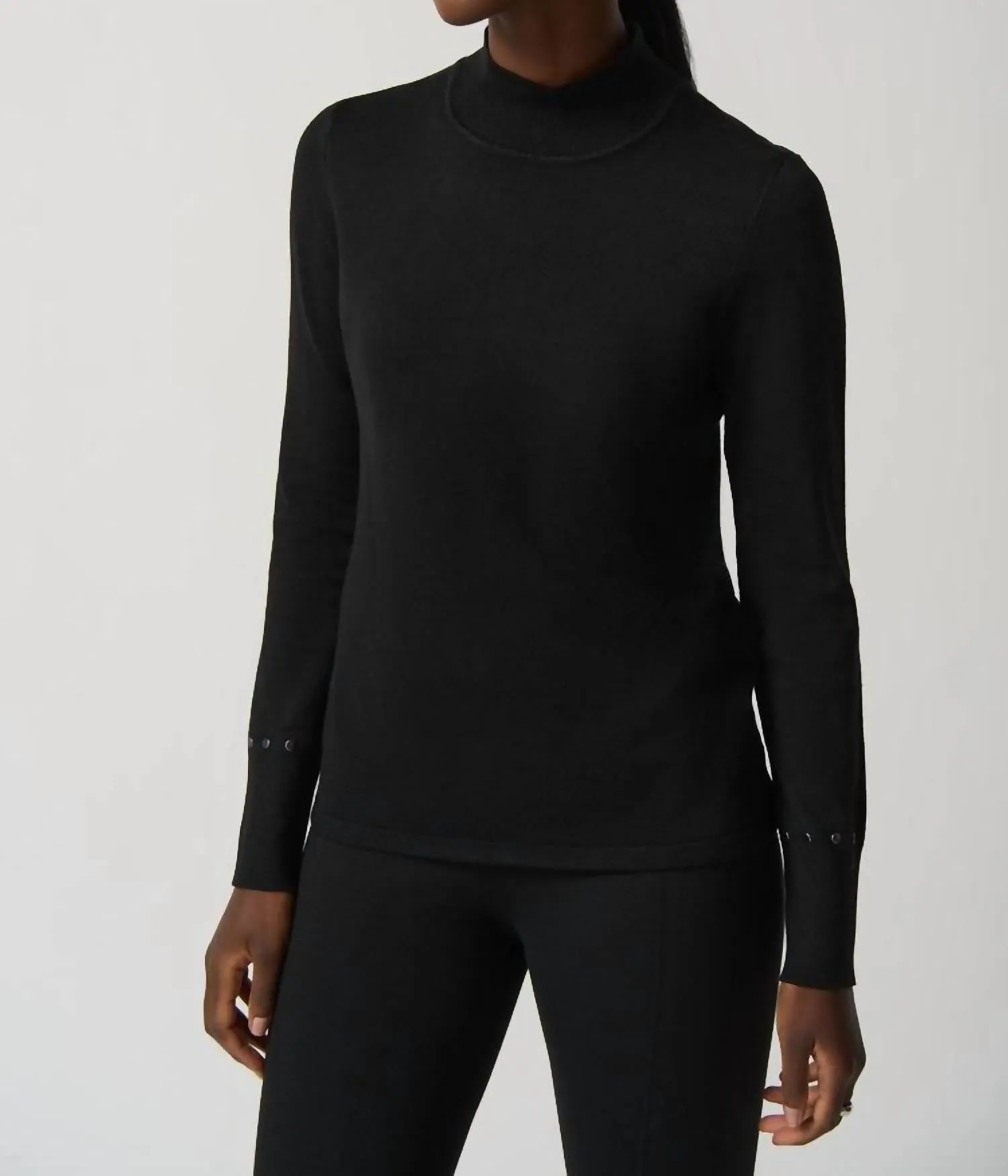 Trendy Knit Mock Neck Sweater In Black