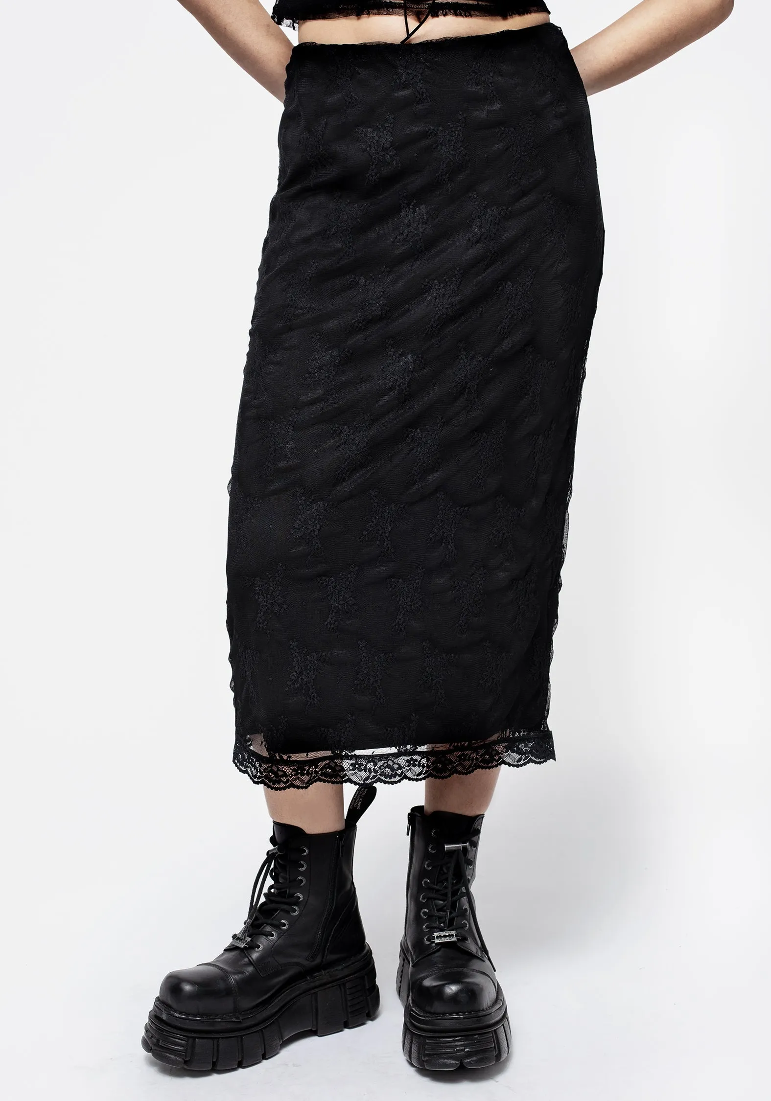 Hailey Stretch Lace Midi Skirt Smart Look Outfit Lookbook