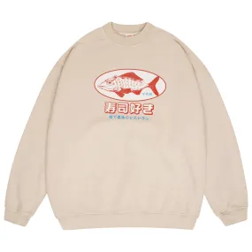 Cozy Essentials A Thousand Futures 'Sushi Lover' Vintage Washed Sweater - Sand