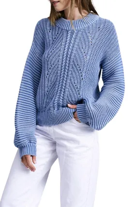 Ternay Mineral Wash Ribbed Sweater In Acid Blue Comfort Knit Piece