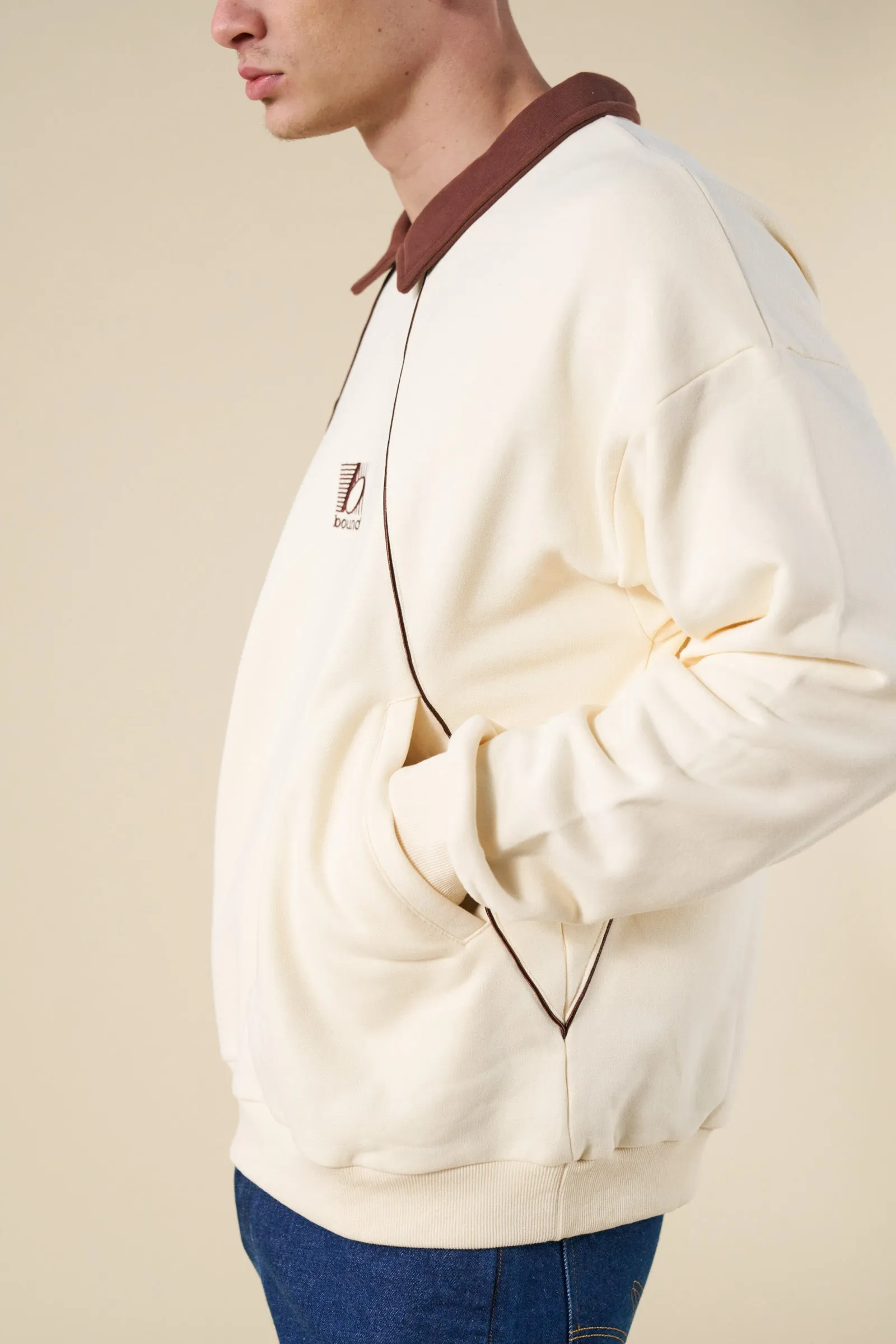 Winter Ready Layer Knit Wearable bound Retro Sports Grid Sweater - Cream/Brown
