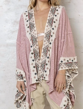 Amelia Kimono In Pink Adjustable drawstring
