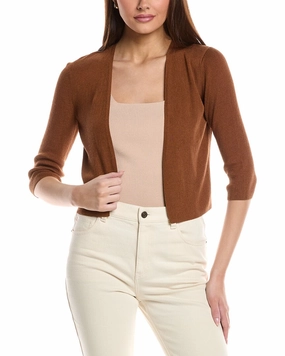 Drop Shoulder Design Cozy Fashion Lafayette 148 New York Cropped Silk-Blend Cardigan