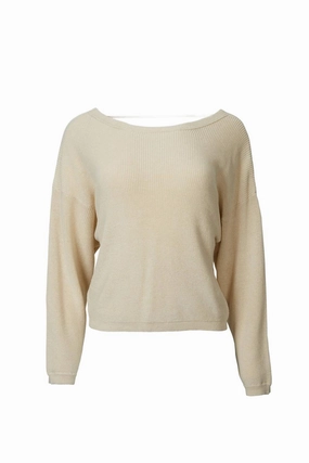 Twist-Back Cotton-Blend Sweater In Natural elegant design Winter Apparel