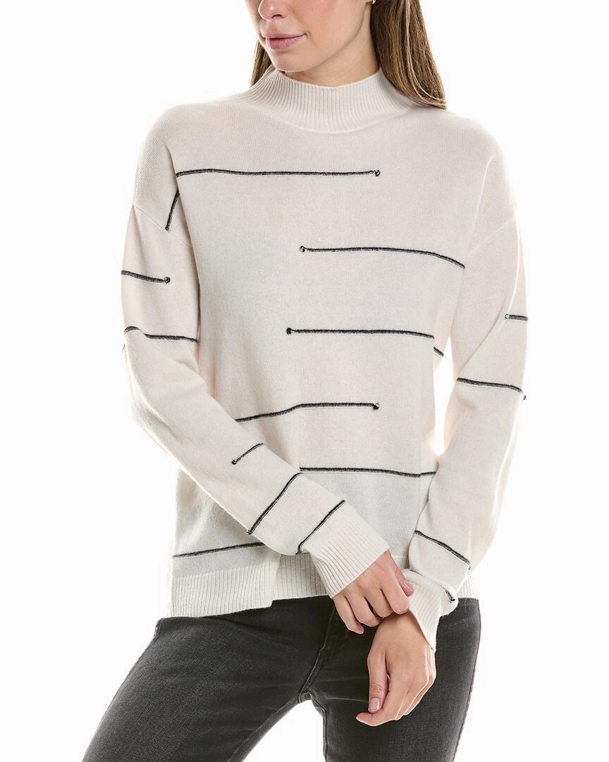 InCashmere Broken Stripe Cashmere Sweater Moisture Wicking Technology