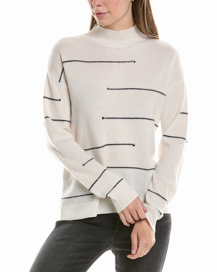InCashmere Broken Stripe Cashmere Sweater All-Weather Comfort