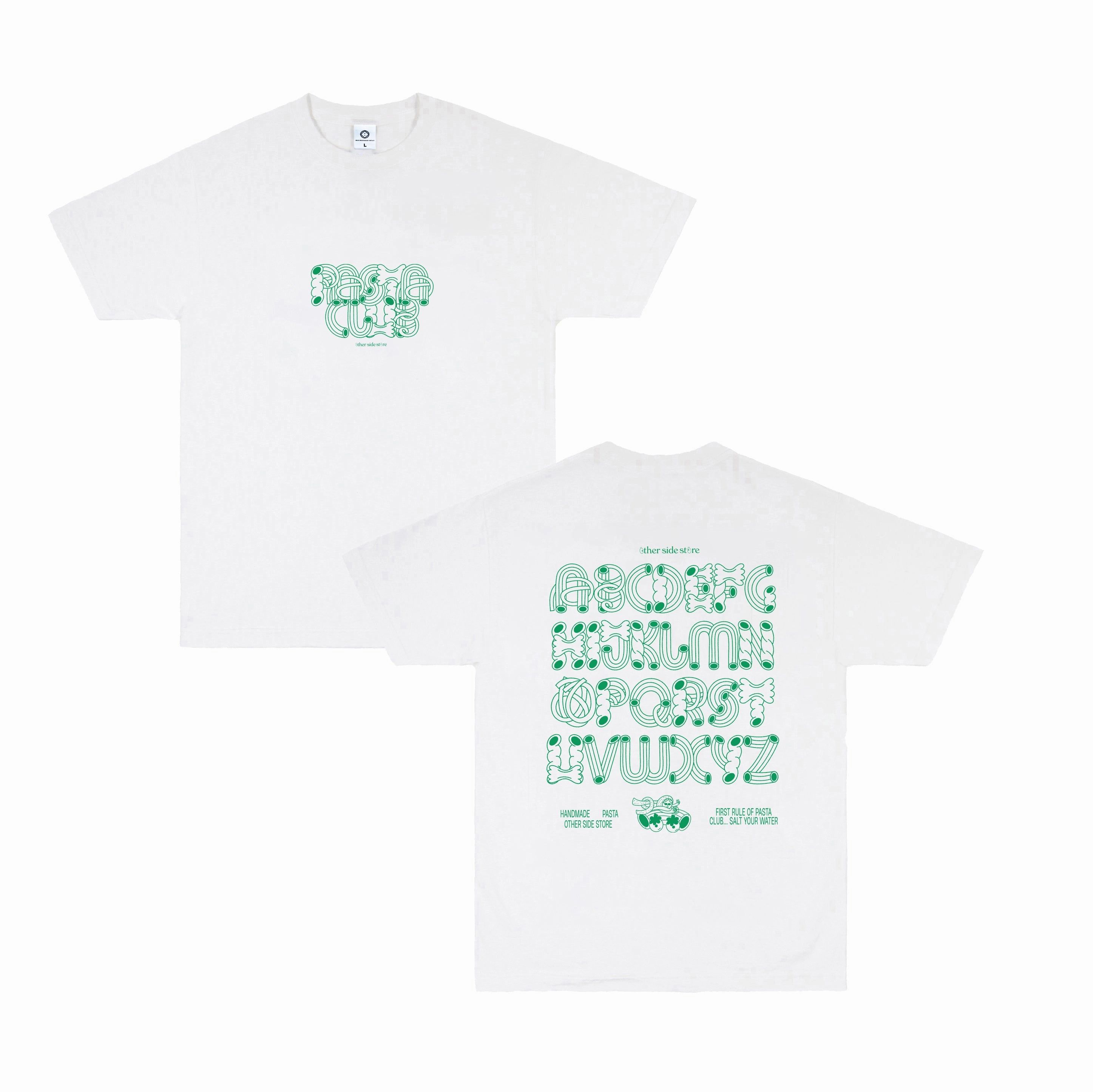 Other Side Store 'Pasta Club' Tee - White Seam Free Back