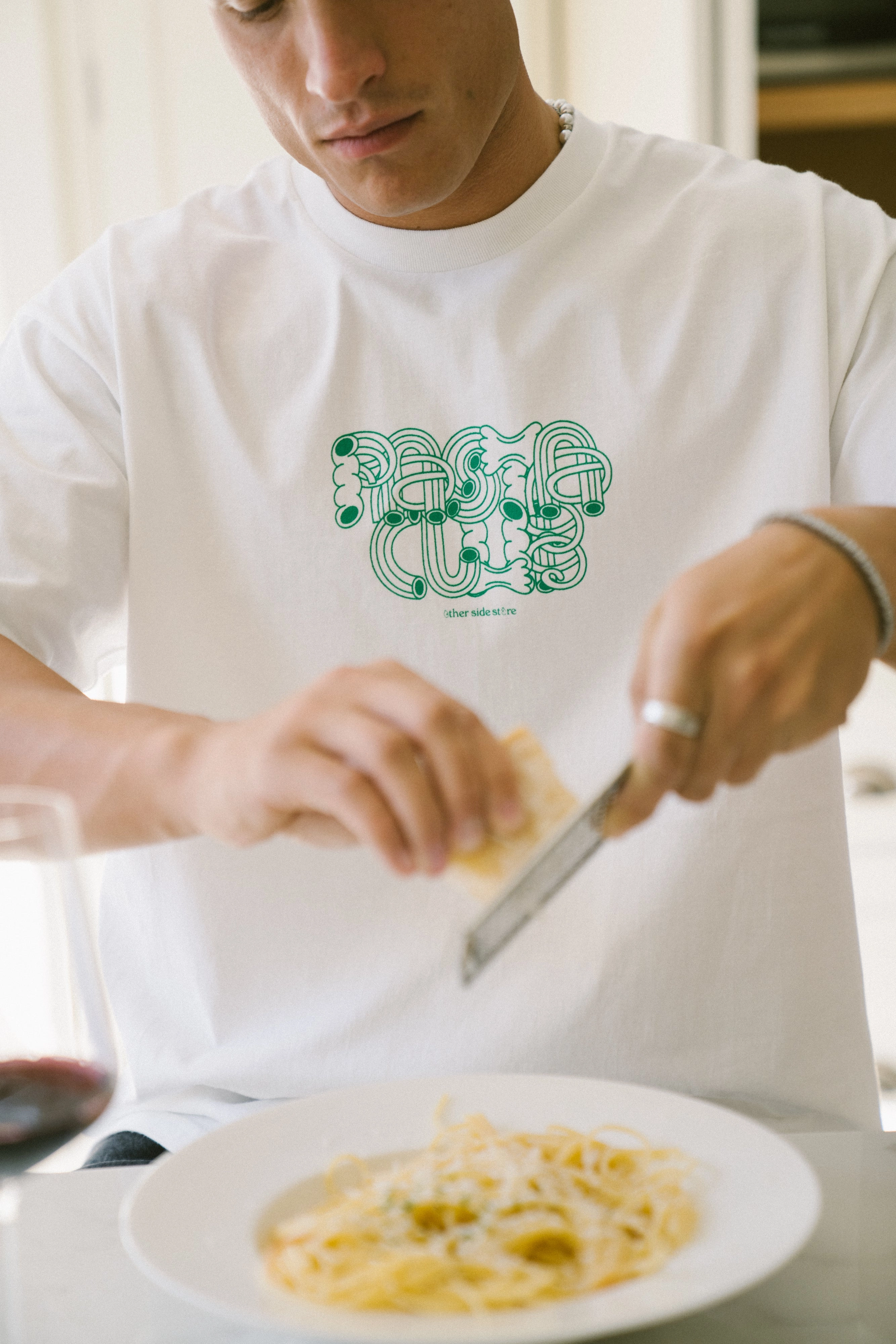 Other Side Store 'Pasta Club' Tee - White Street Ready