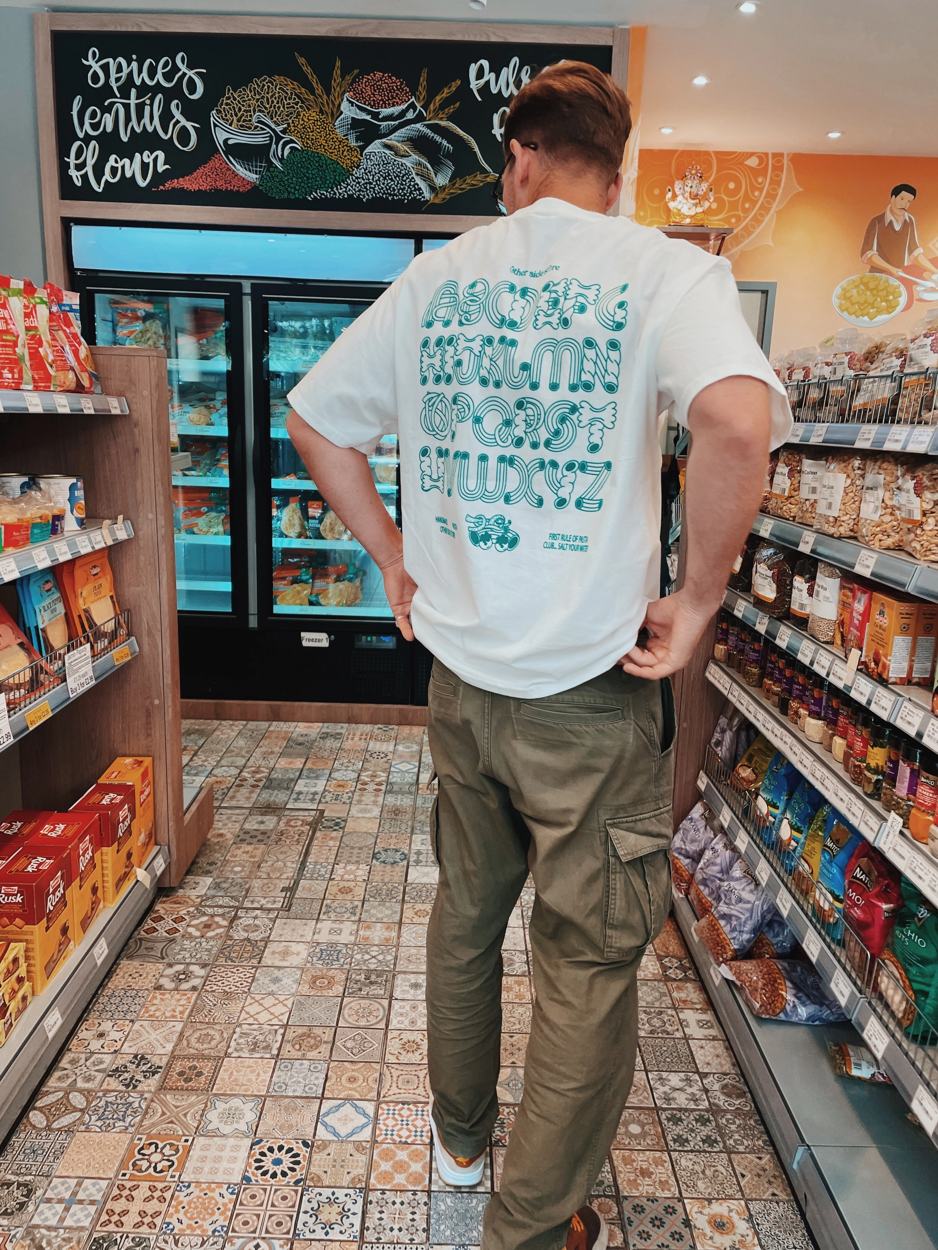 Other Side Store 'Pasta Club' Tee - White Summer Essential Oeko Tex Certified