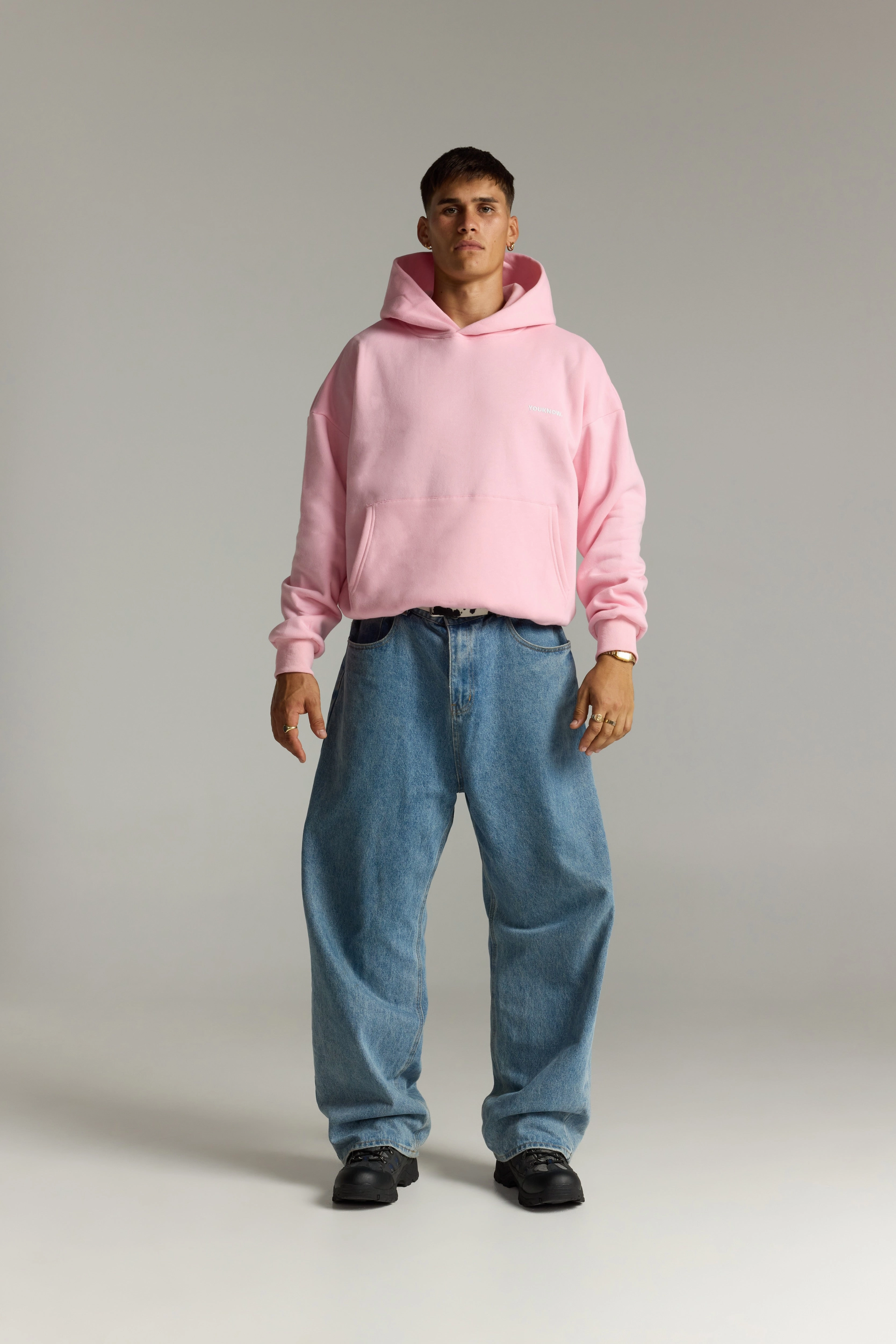 City Edge Fashion Motion Core Box Hoodie | Baby Pink