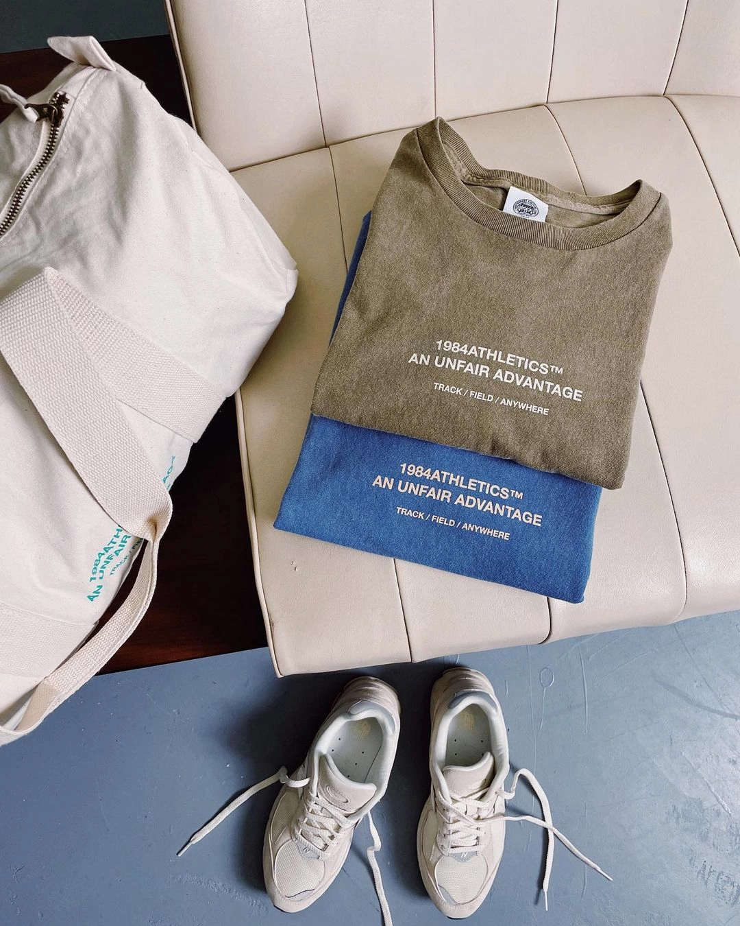 Beach Wear Vice 84 'Athletics' Vintage Washed Tee Twinpack - Pacific Blue/Army Green