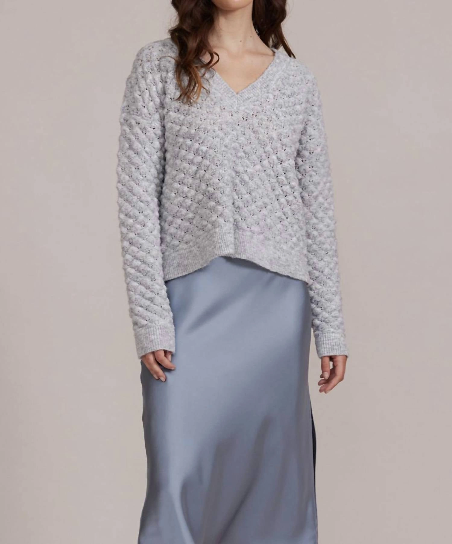 Finley Textured Sweater In Grey Comfortable Knit
