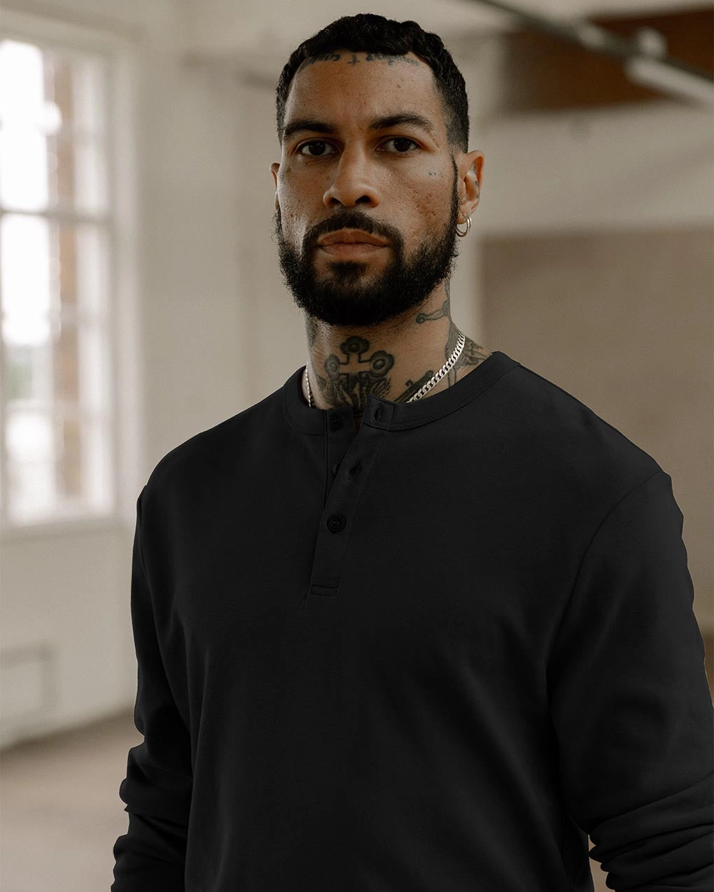 teenagers' Crafted Heavyweight Henley - Black