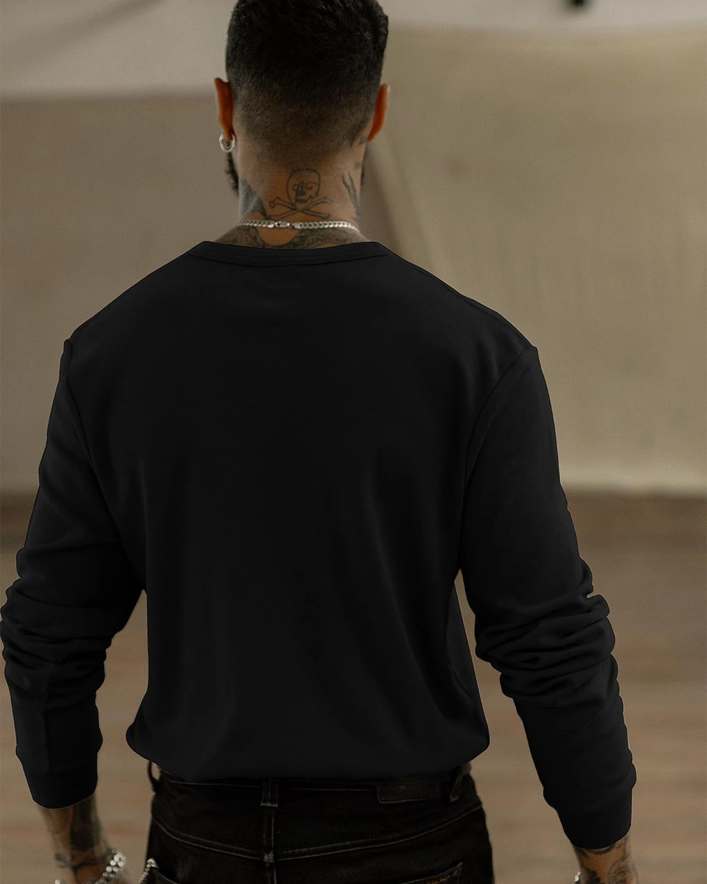 Crafted Heavyweight Henley - Black Casual Fit