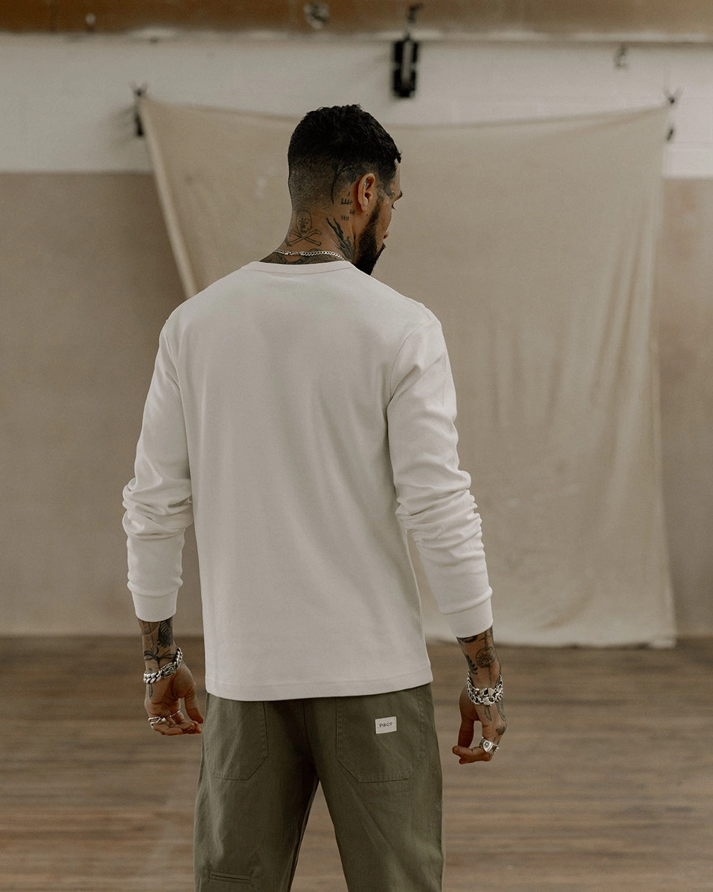 Chic Casual Wear Flexible Shoulder Seams Crafted Heavyweight Henley - Off White
