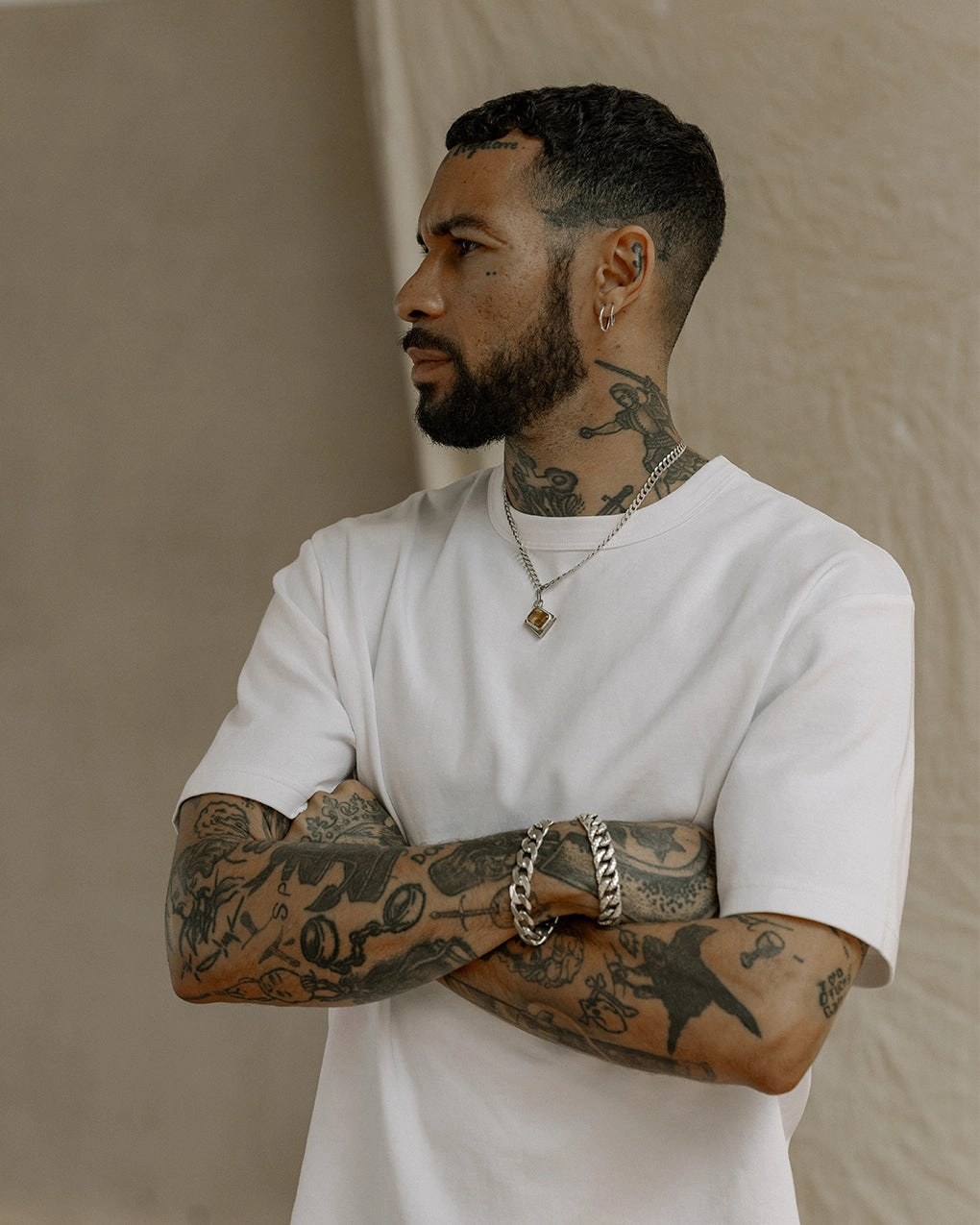 Street Style NonIrritating Fabric Crafted Heavyweight T-Shirt - White