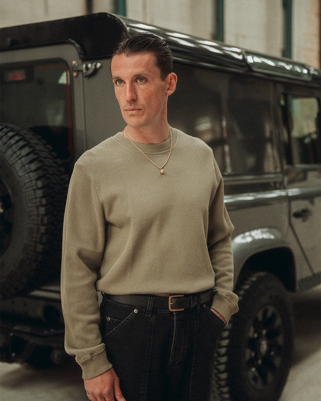 Crafted Ribbed Longsleeve - Olive NonIronTechnology
