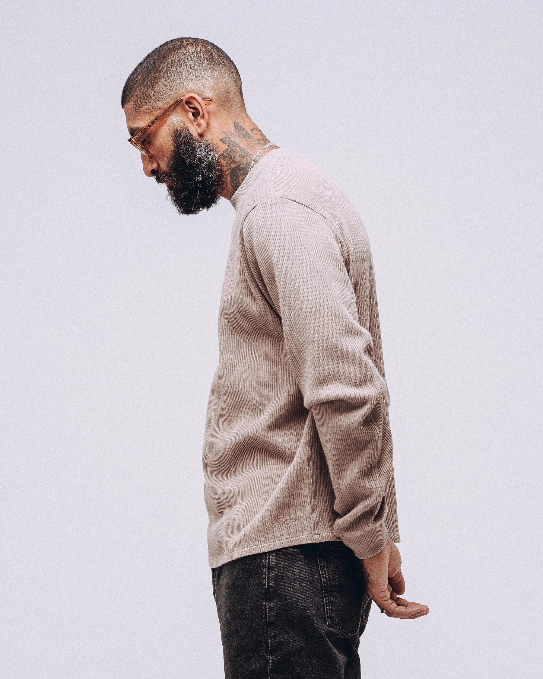 Crafted Ribbed Longsleeve - Tan Minimalist Wear EcoFriendlyDyes