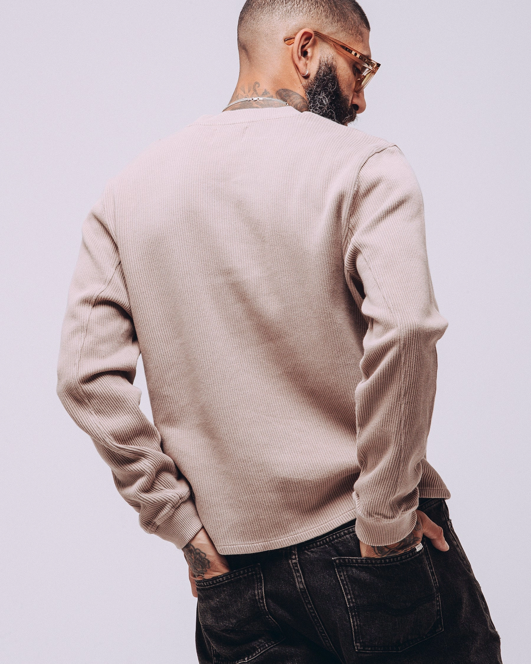 Crafted Ribbed Longsleeve - Tan Stylish Layer Look
