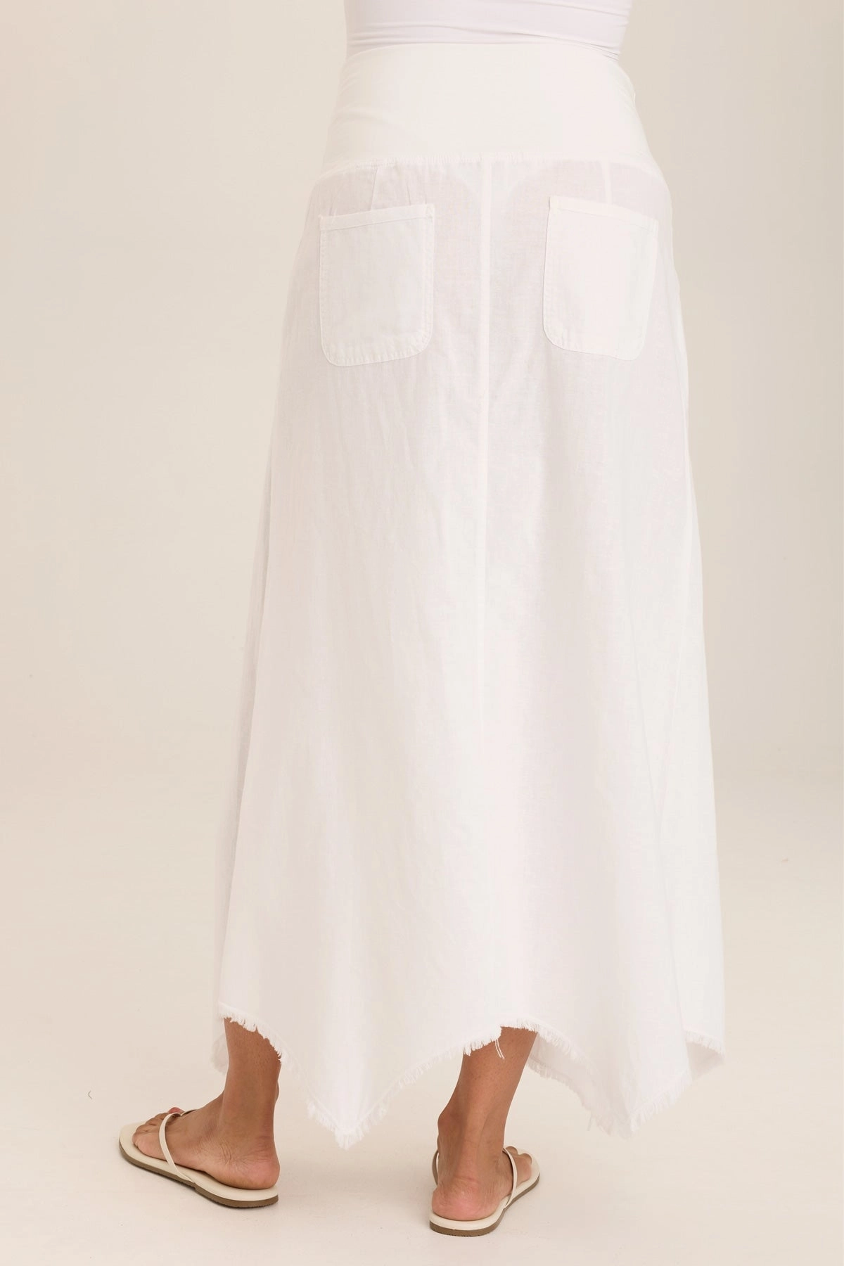 Detachable Detail Effortless Feel Triste Linen Bohemian Sharkbite Maxi Skirt