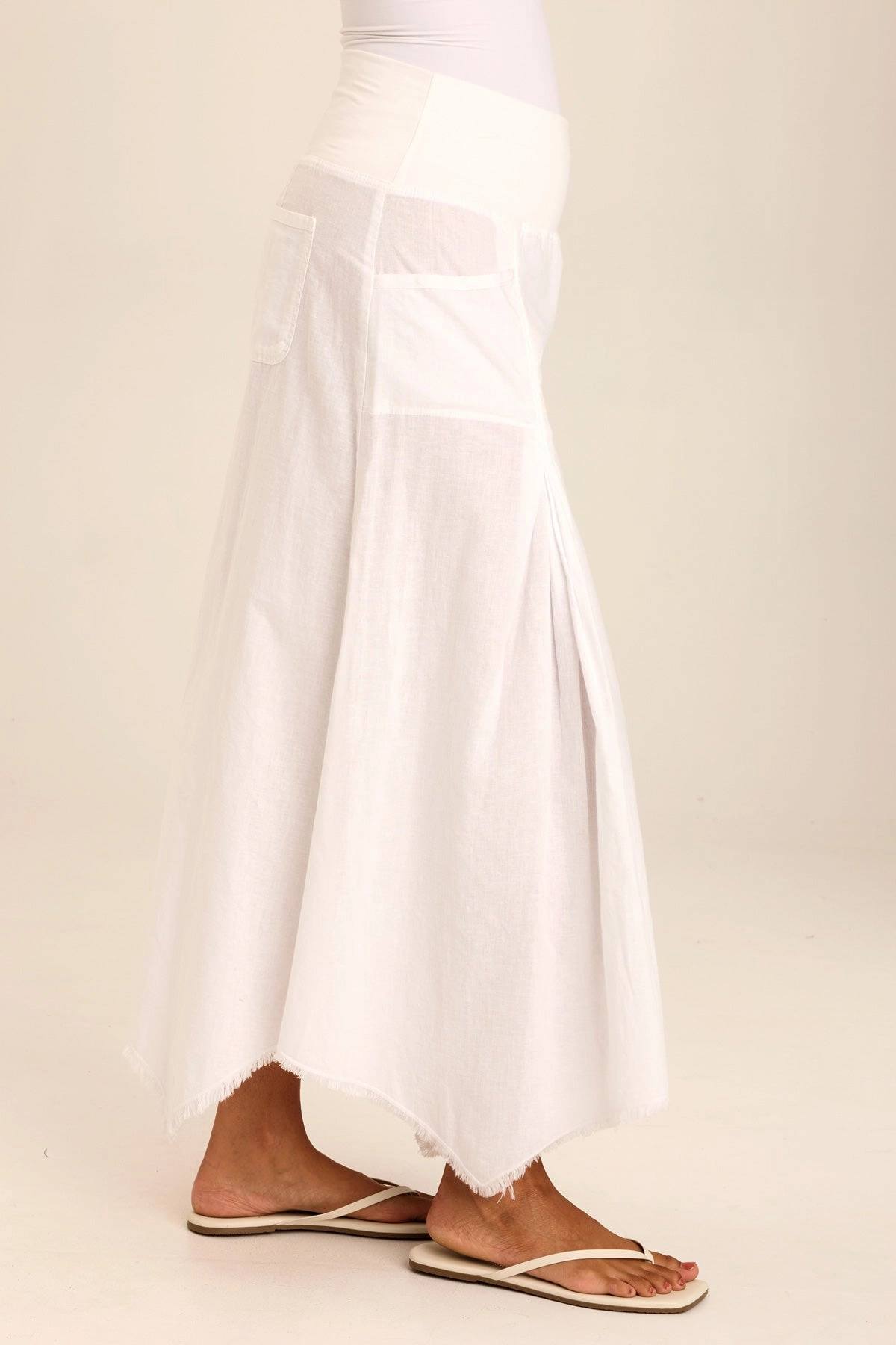 Comfy Wear Everyday Vibe Triste Linen Bohemian Sharkbite Maxi Skirt